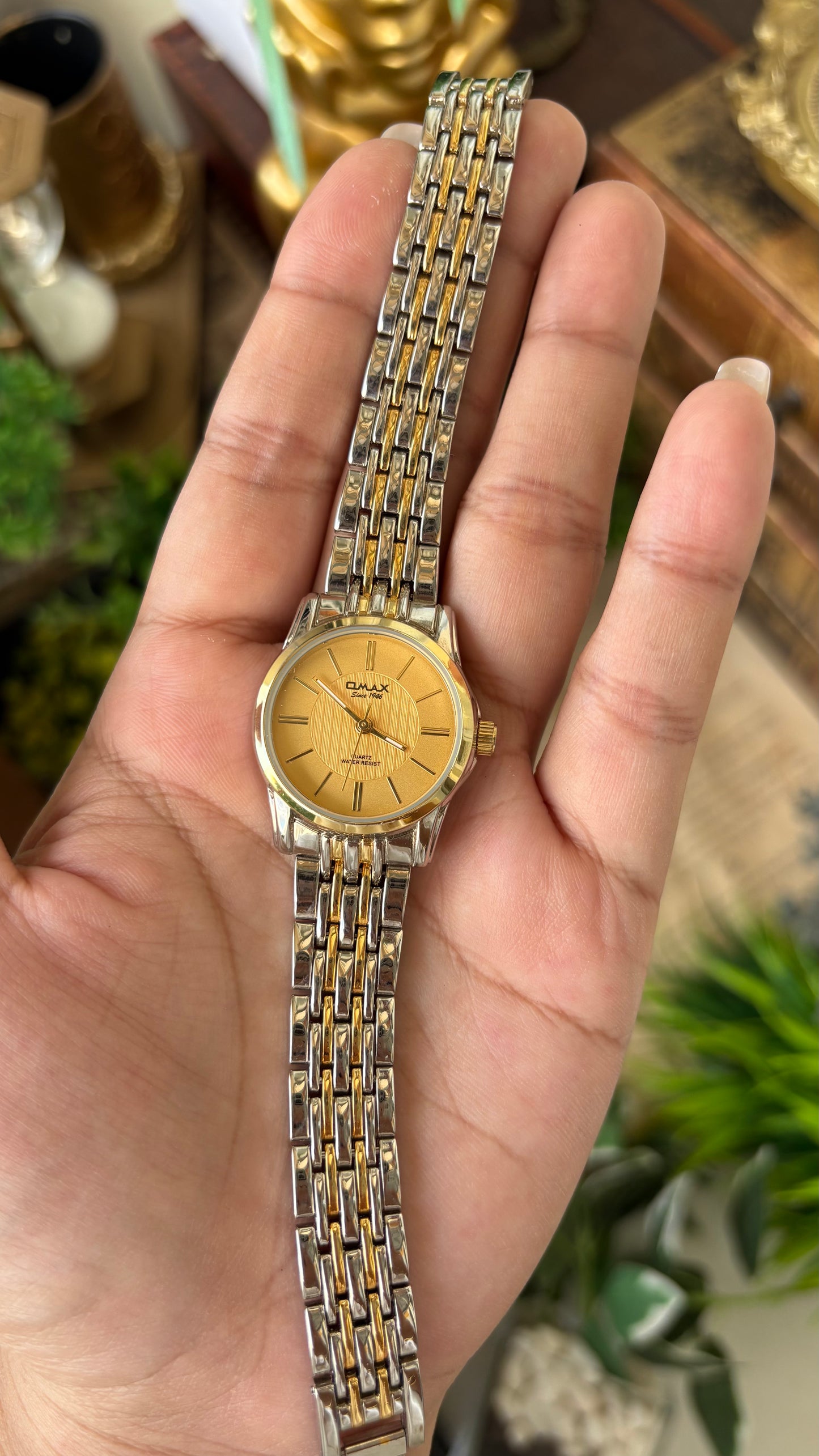 Vintage Omax Classic Watch in Two-tone Yellow Gold Dial Quartz #00208