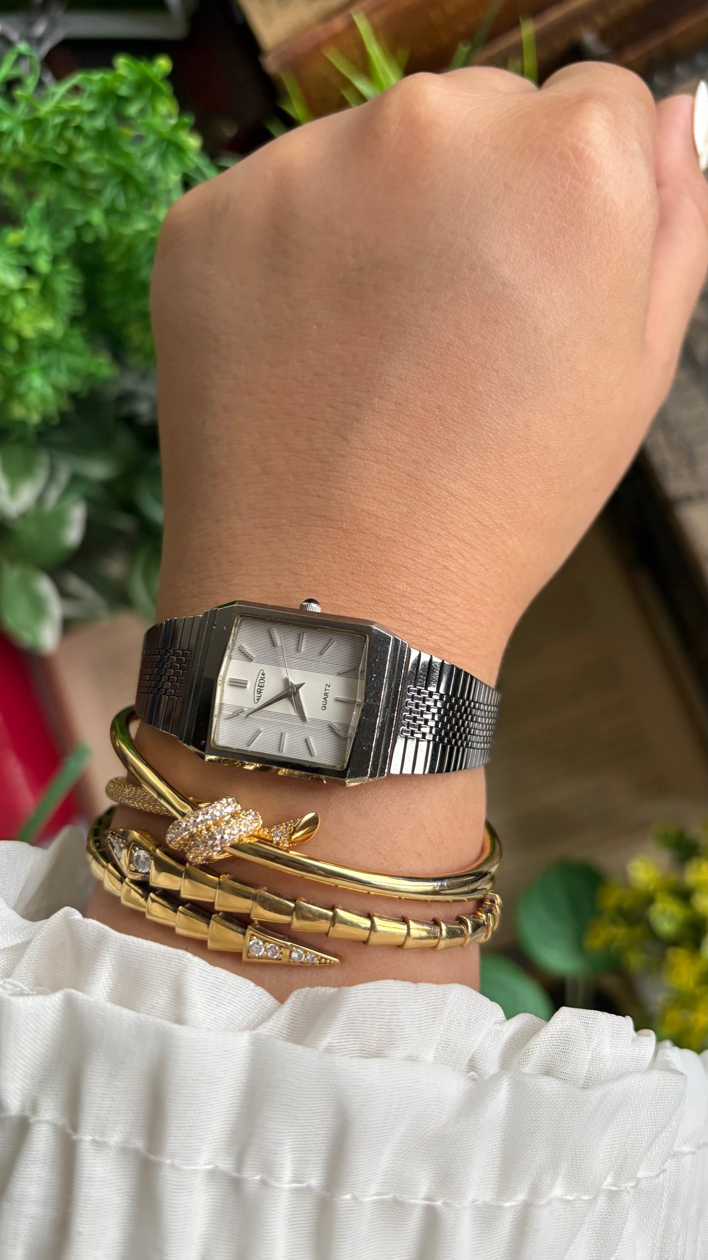Vintage Aureole Swiss Watch in Silver Tone Gunmetal