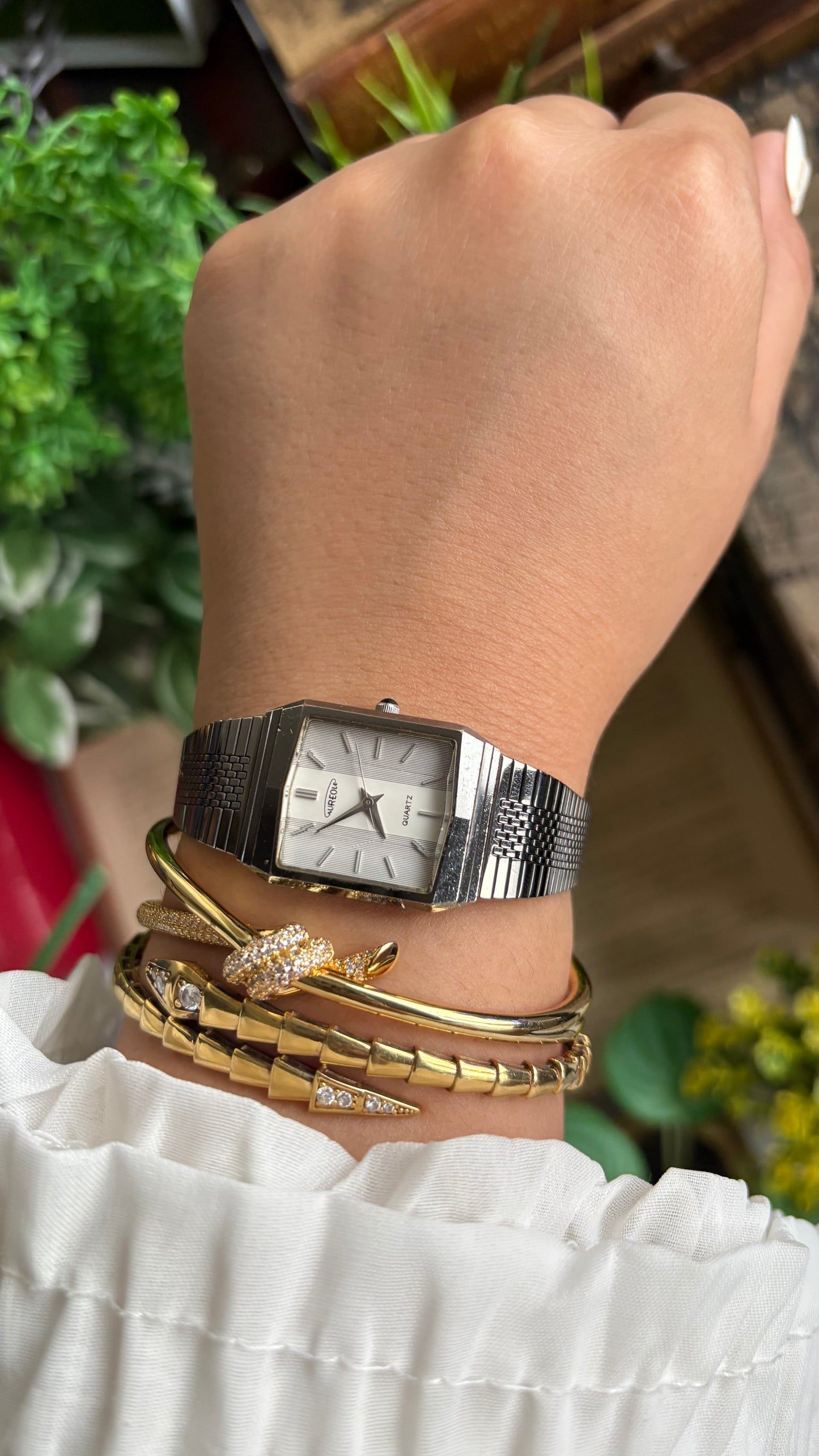 Vintage Aureole Swiss Watch in Silver Tone Gunmetal