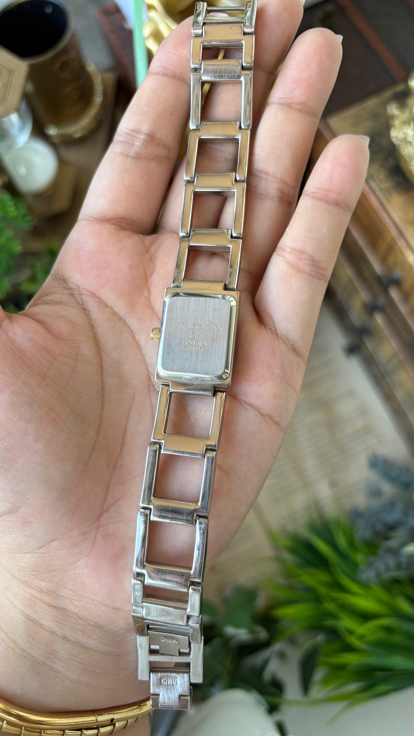 Vintage Anne Klein Symmetrical Chain Tank Watch in Two-Tone Quartz #00220