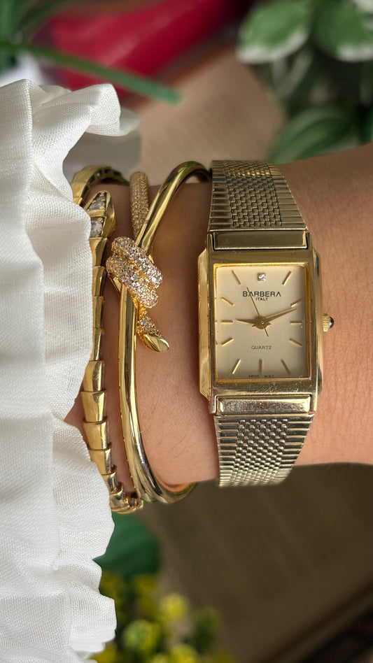 Vintage Barbera Swiss Tank Watch in Gold Tone