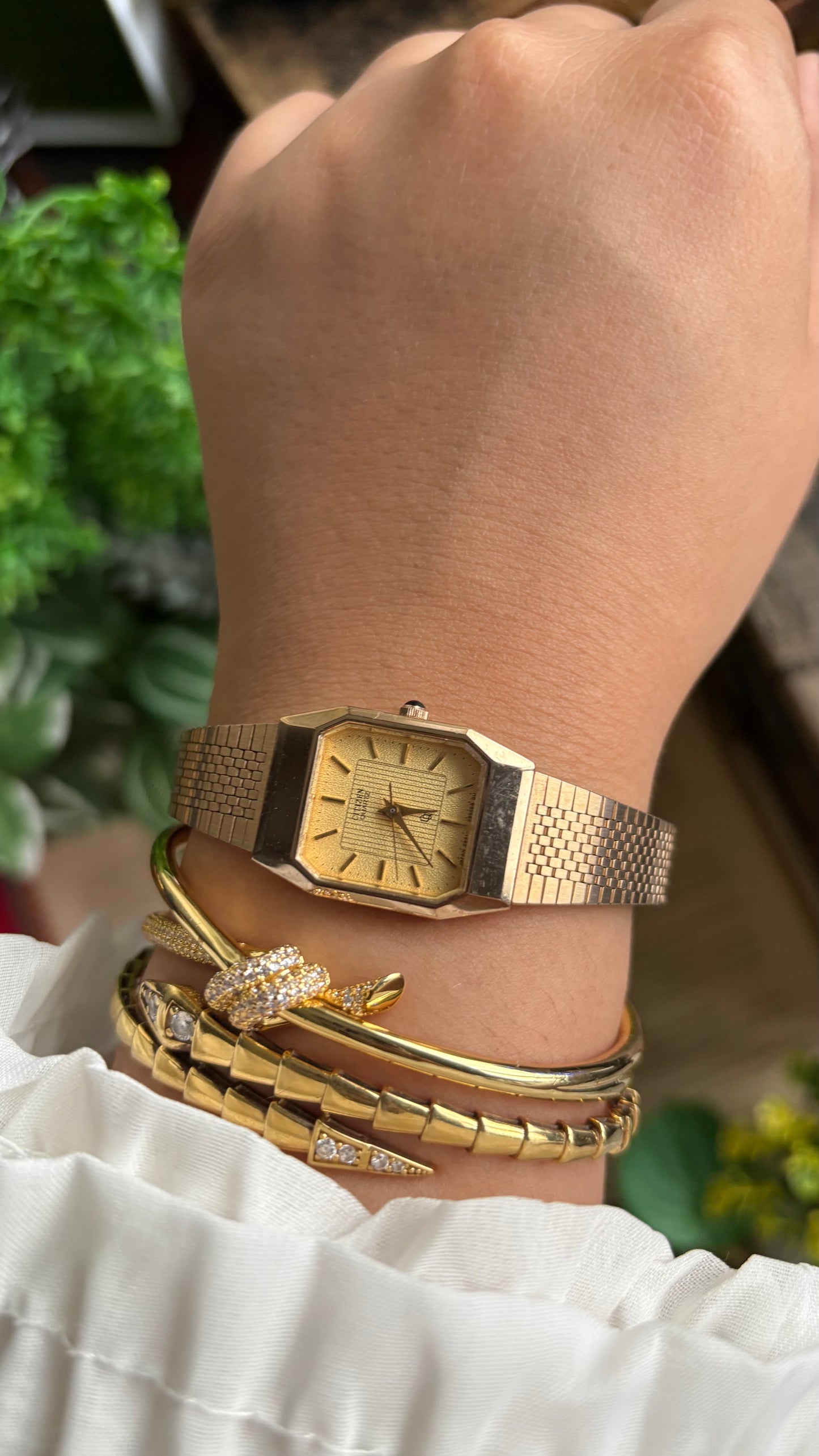 Vintage Citizen Tank Watch in Gold Tone