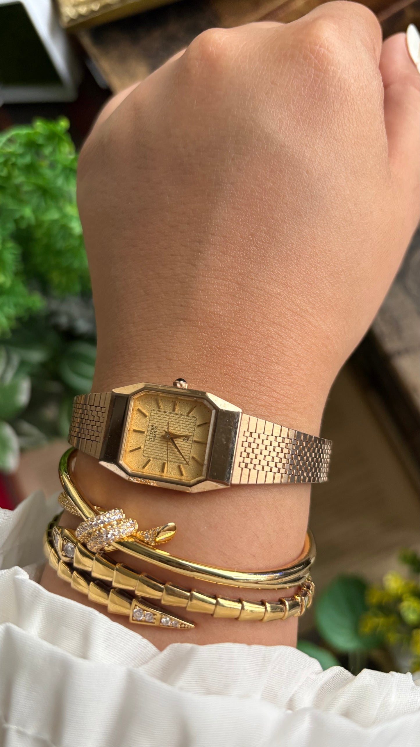 Vintage Citizen Tank Watch in Gold Tone