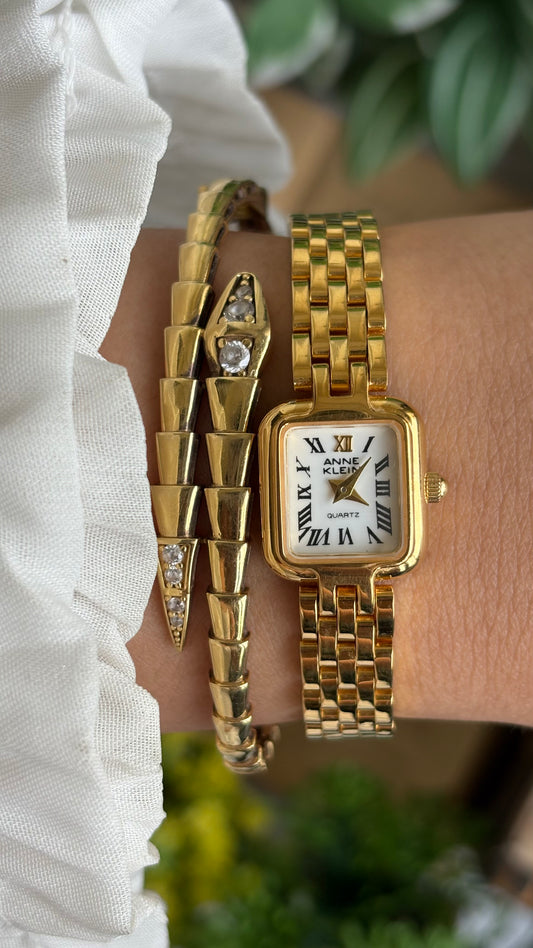 Extremely Rare Vintage Anne Klein Watch in Gold Tone Roman Dial