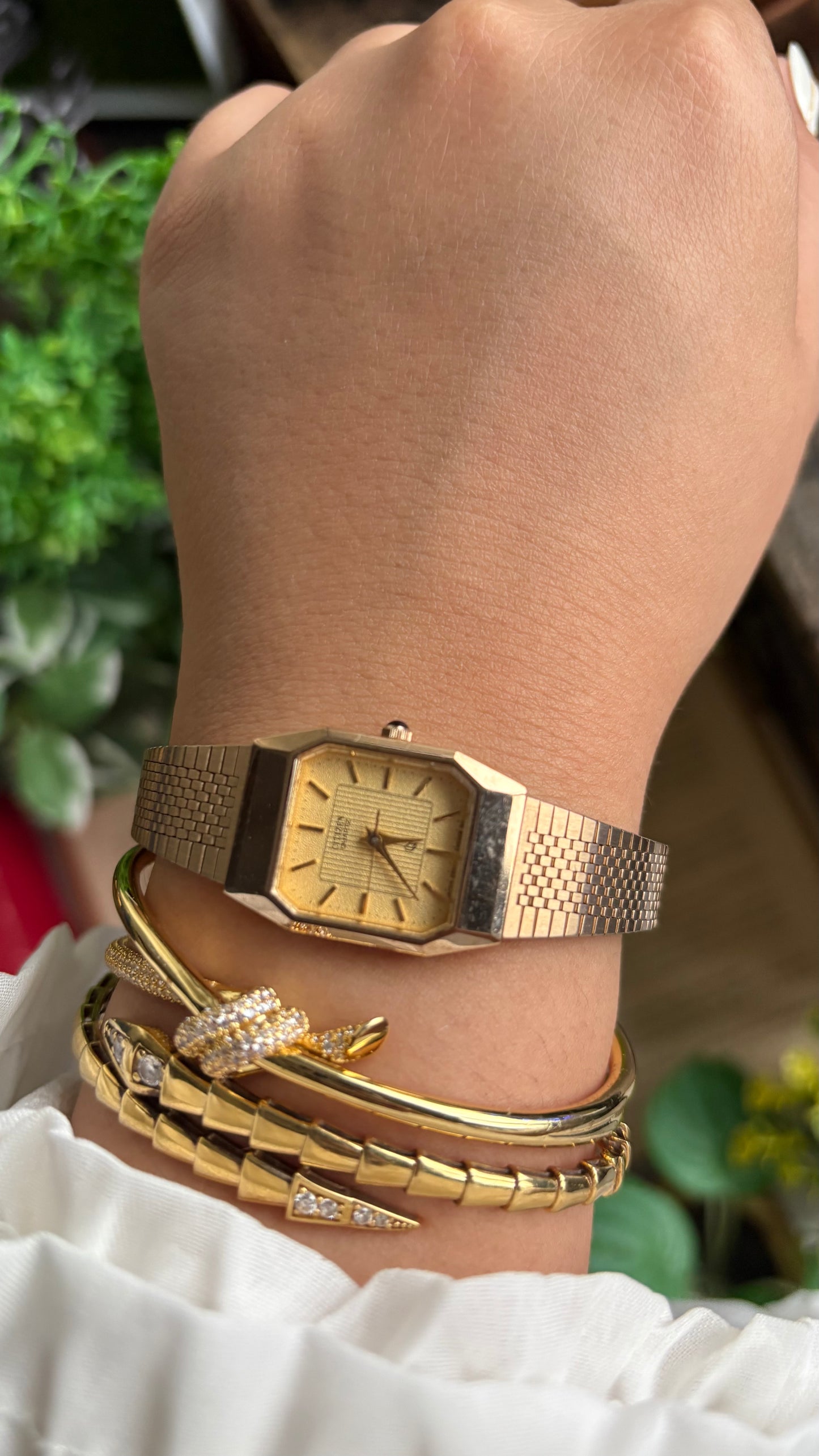 Vintage Citizen Tank Watch in Gold Tone