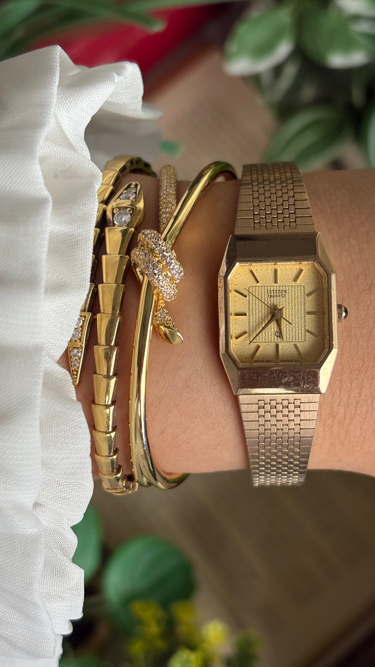 Vintage Citizen Tank Watch in Gold Tone