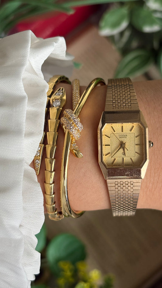 Vintage Citizen Tank Watch in Gold Tone