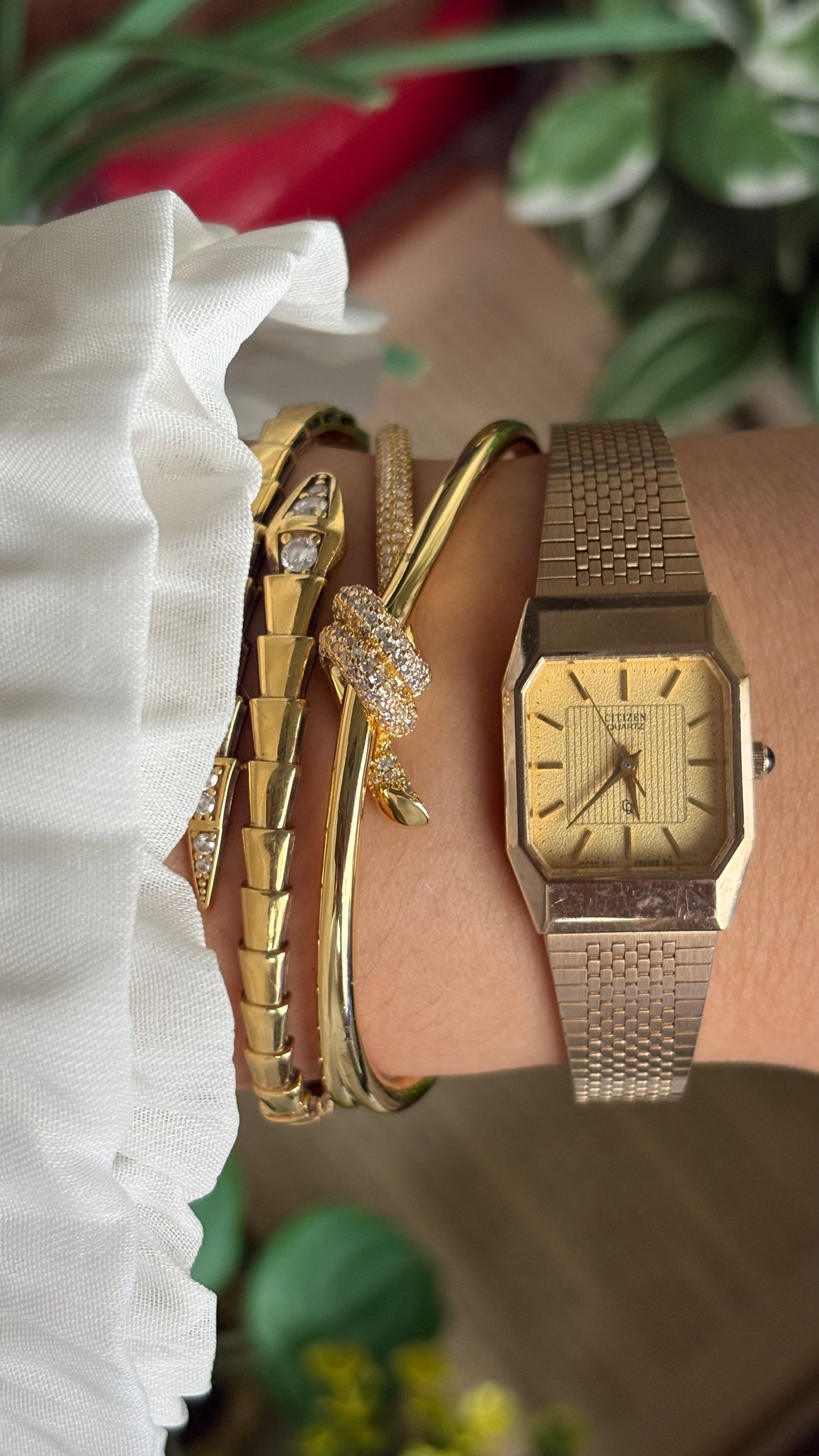 Vintage Citizen Tank Watch in Gold Tone
