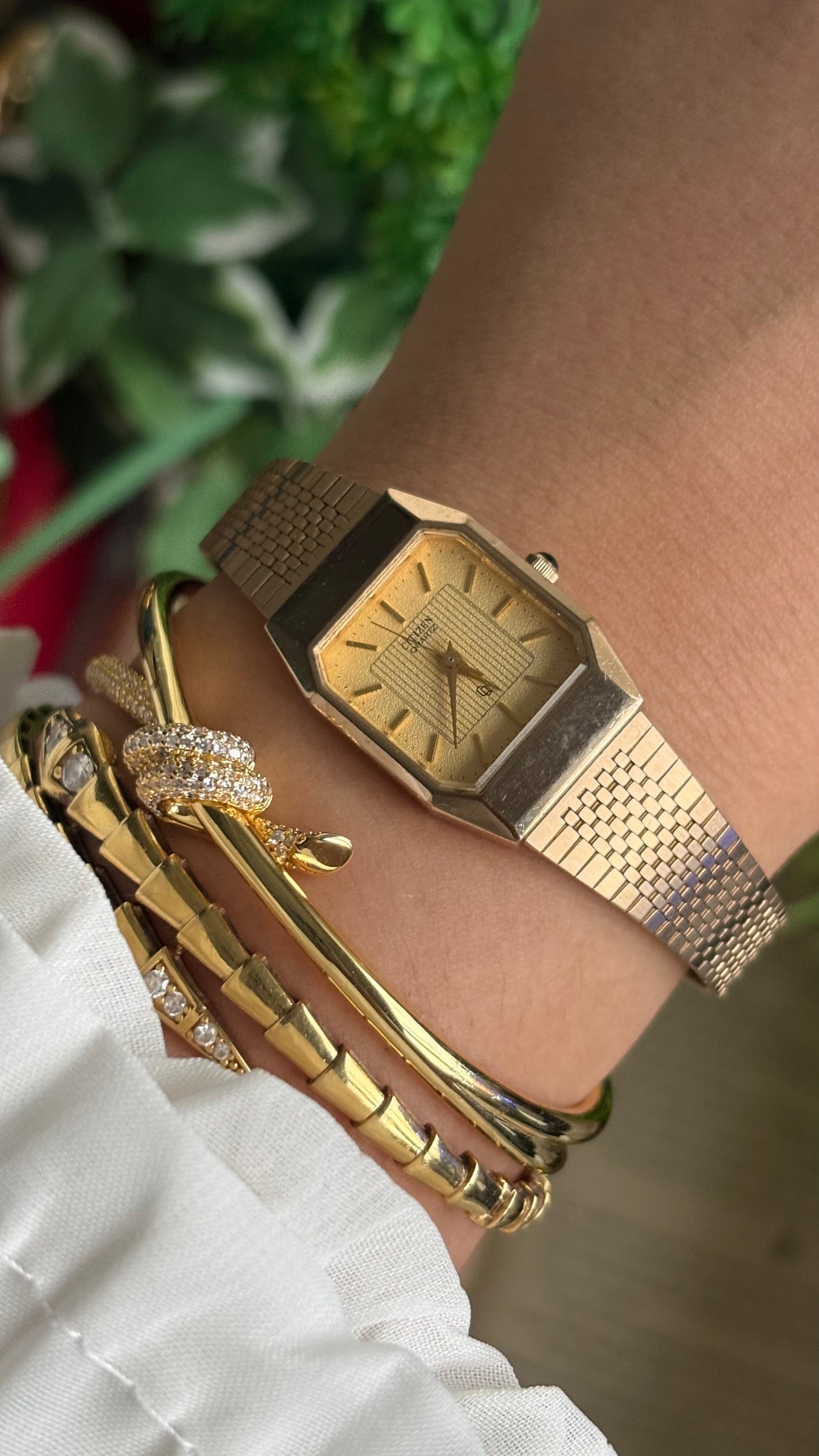 Vintage Citizen Tank Watch in Gold Tone
