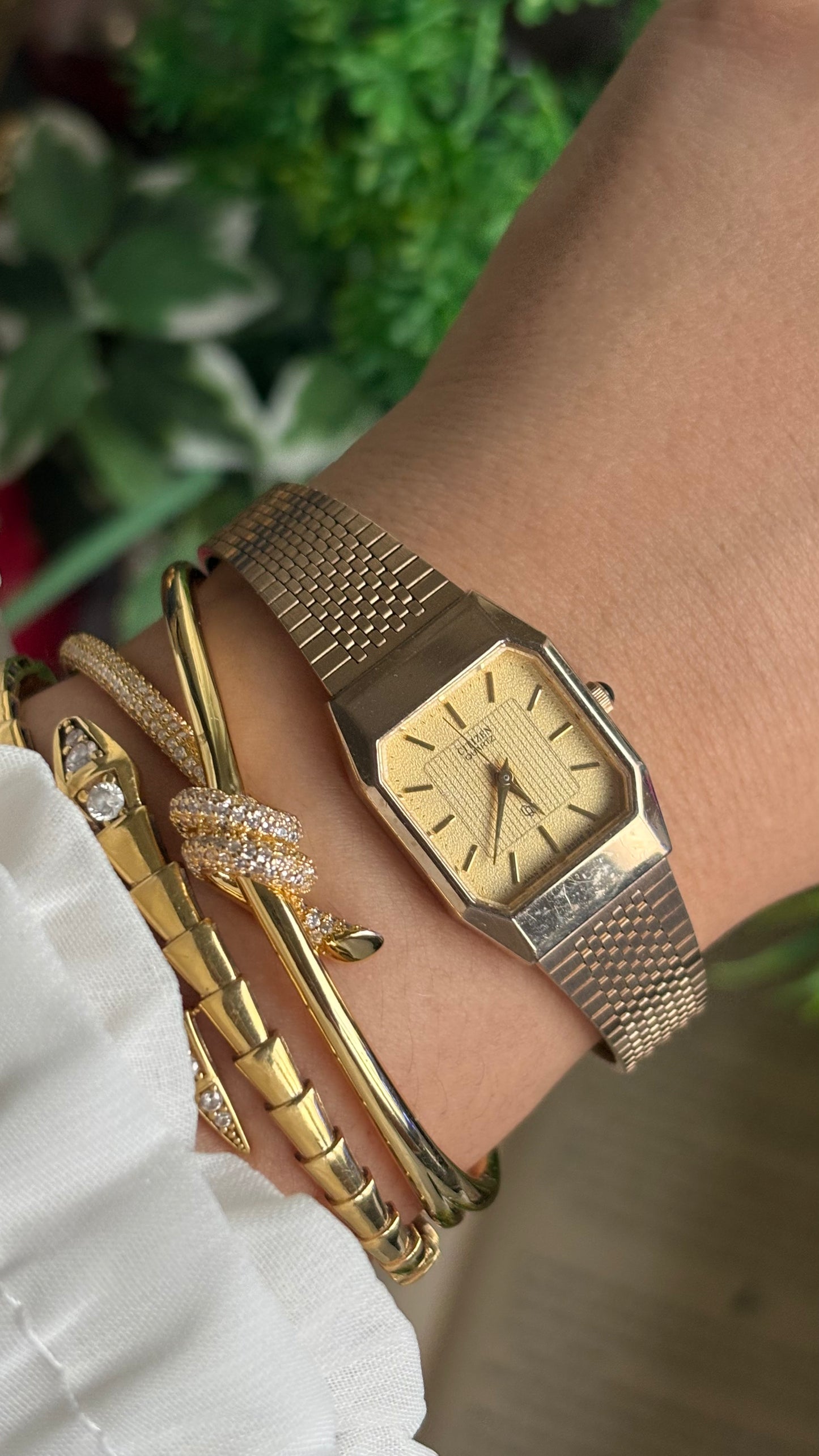 Vintage Citizen Tank Watch in Gold Tone