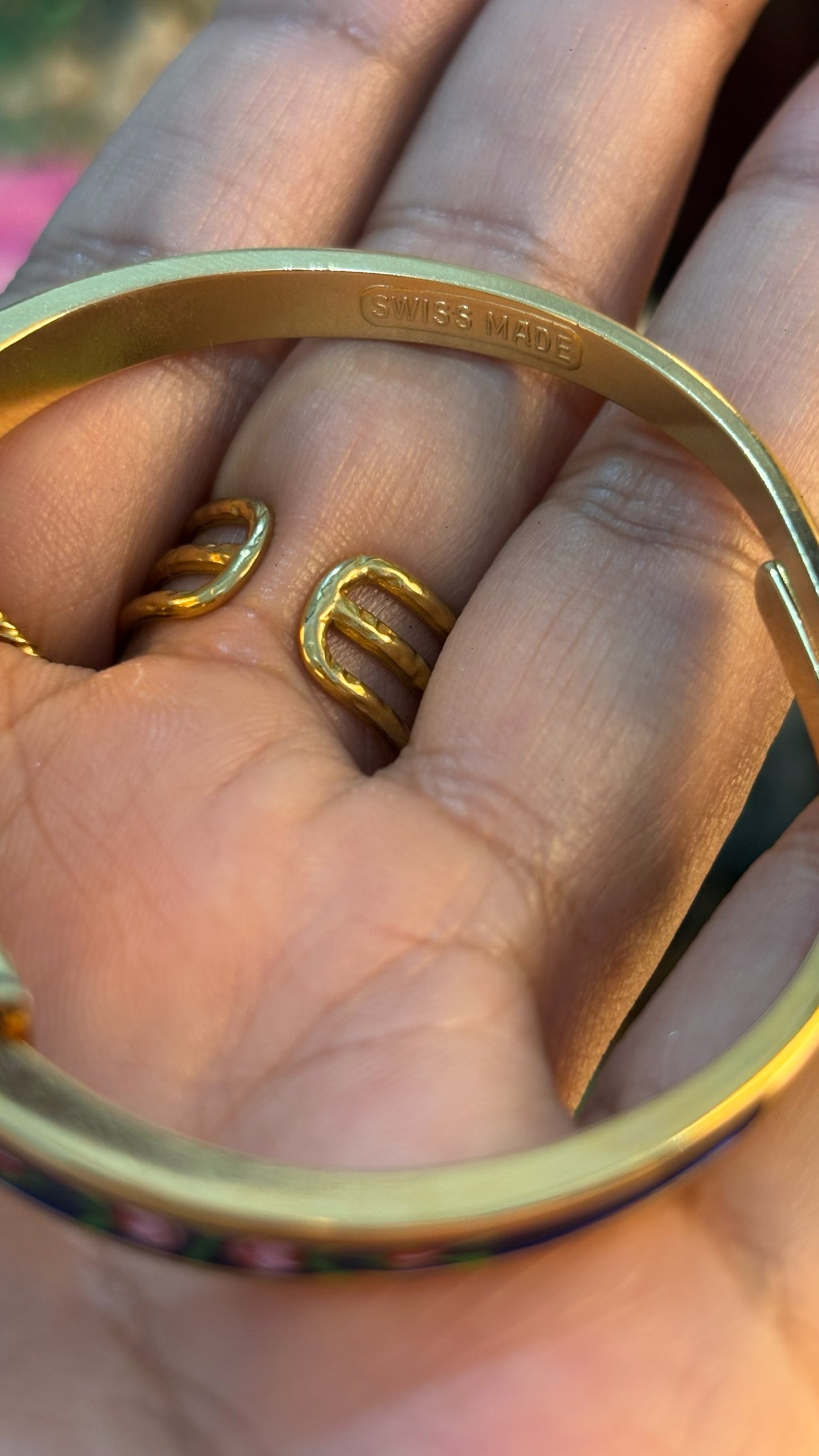 Extremely Rare Dainty Vintage Clowat Midnight Blue Victorian Peekaboo Watch in Gold Tone Quartz