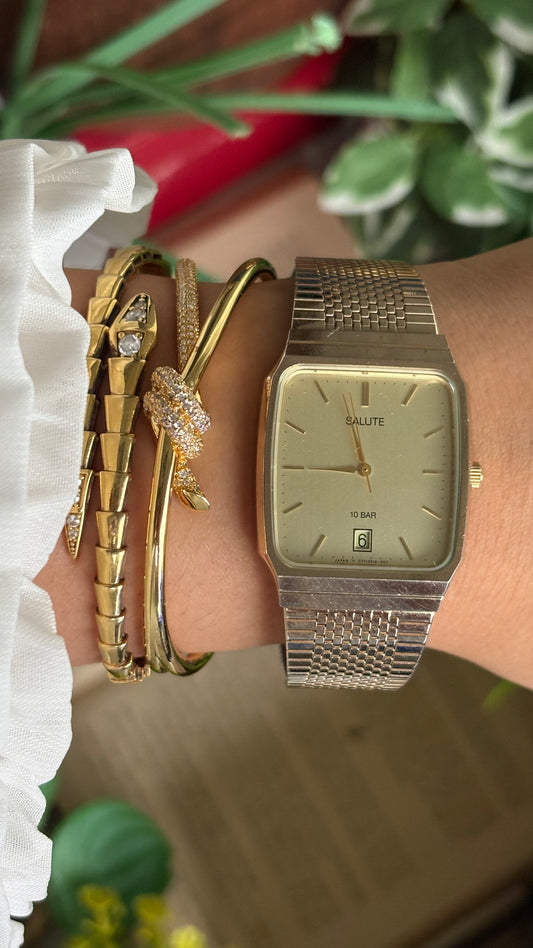 Vintage Salute Men’s Tank Watch in Gold Tone