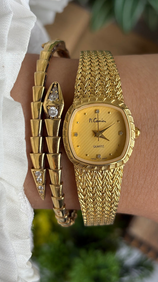 Vintage Pi Camian Watch in Gold Tone