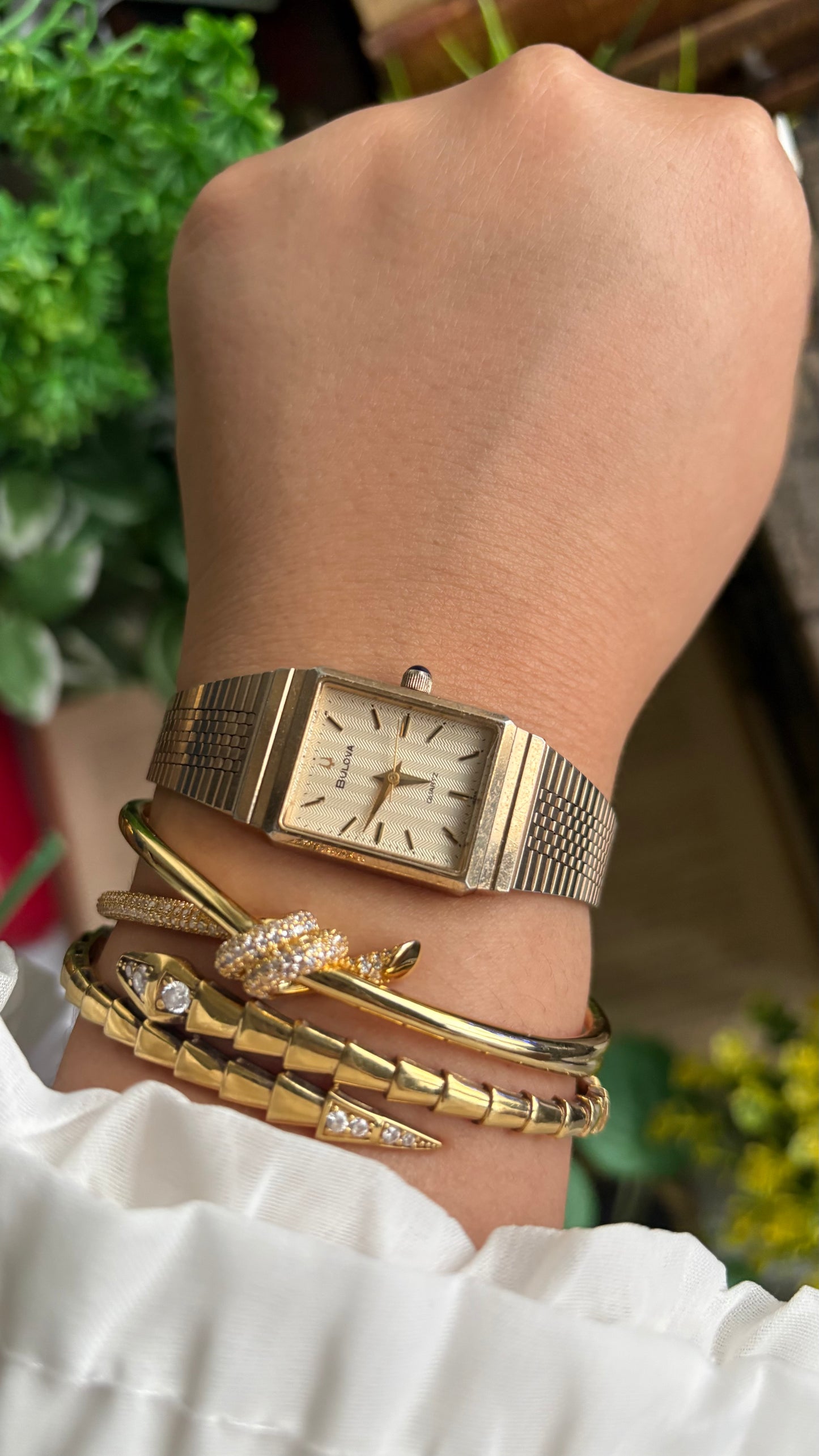 Vintage Bulova Women’s Tank Watch in Gold Tone