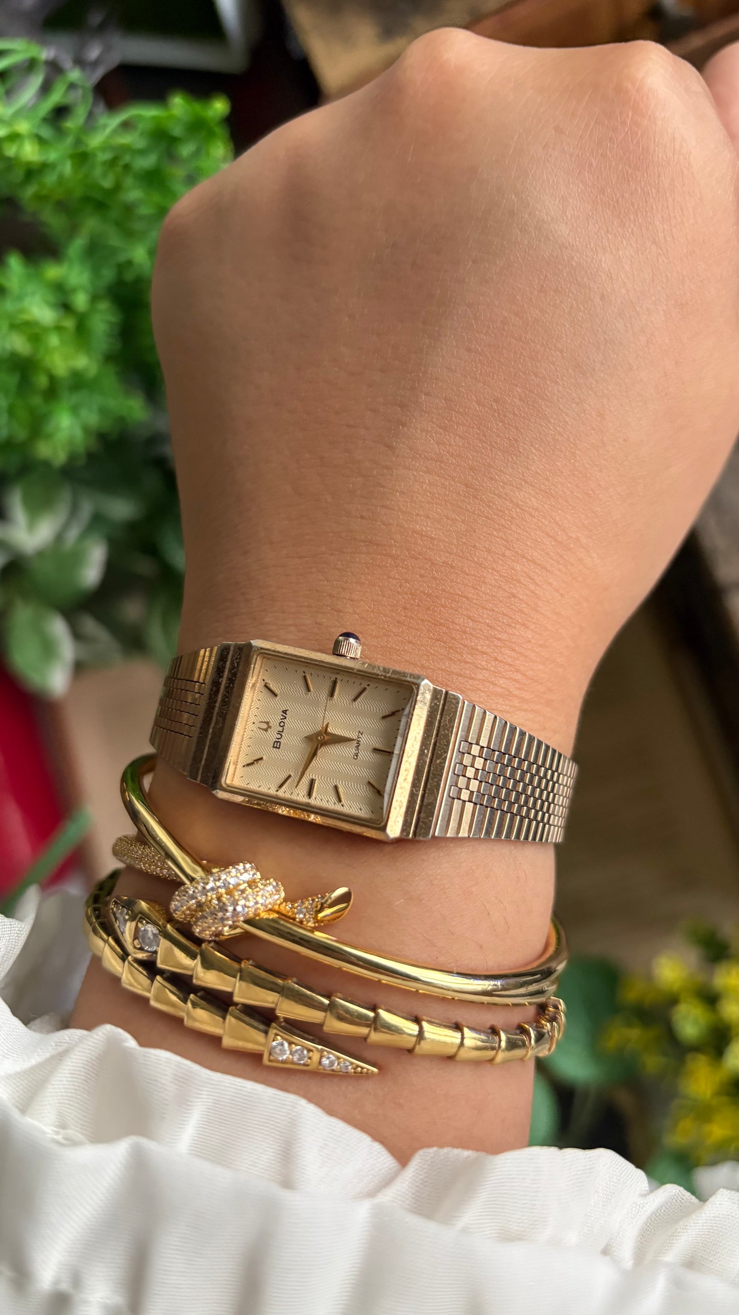 Vintage Bulova Women’s Tank Watch in Gold Tone