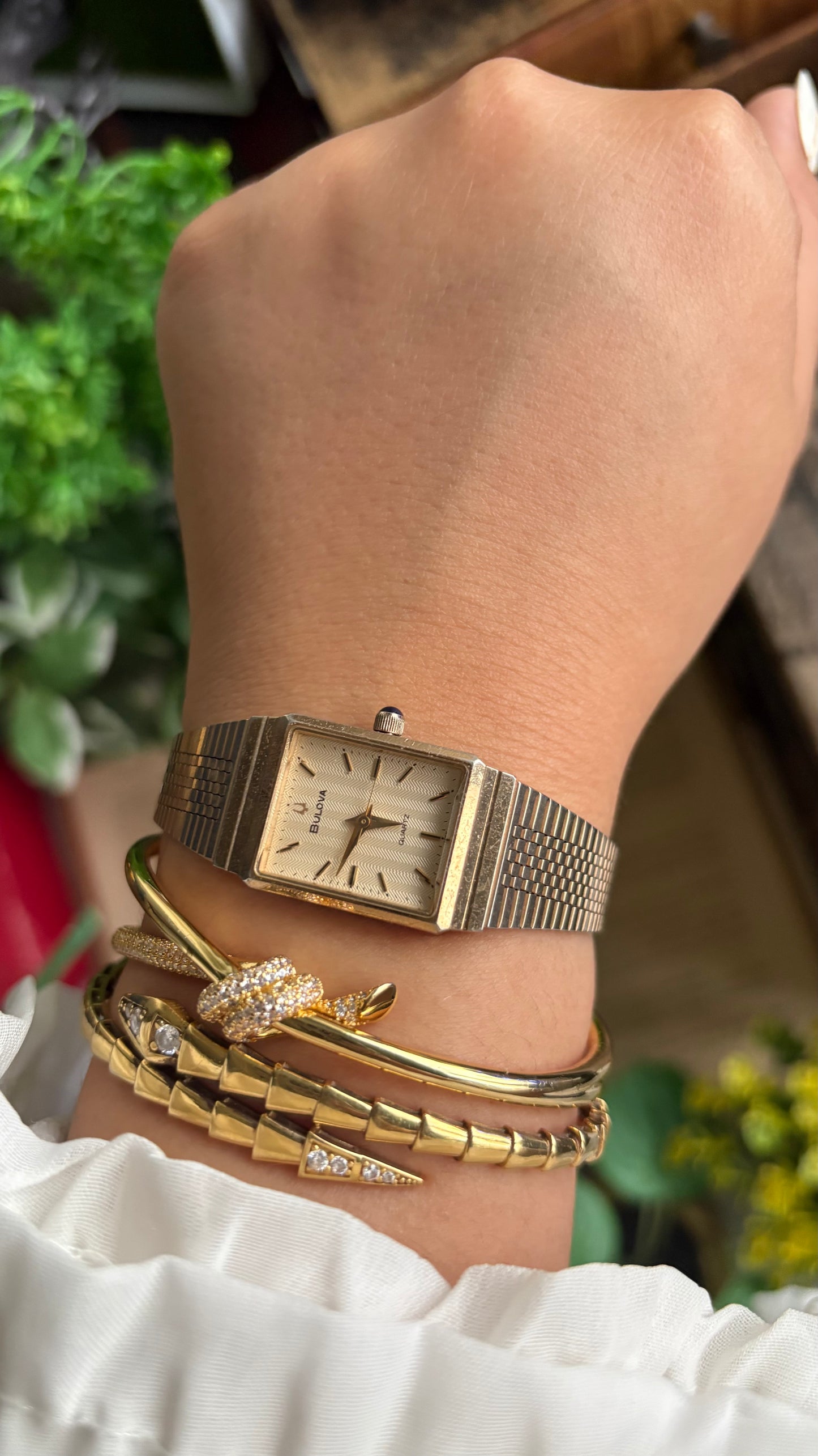 Vintage Bulova Women’s Tank Watch in Gold Tone