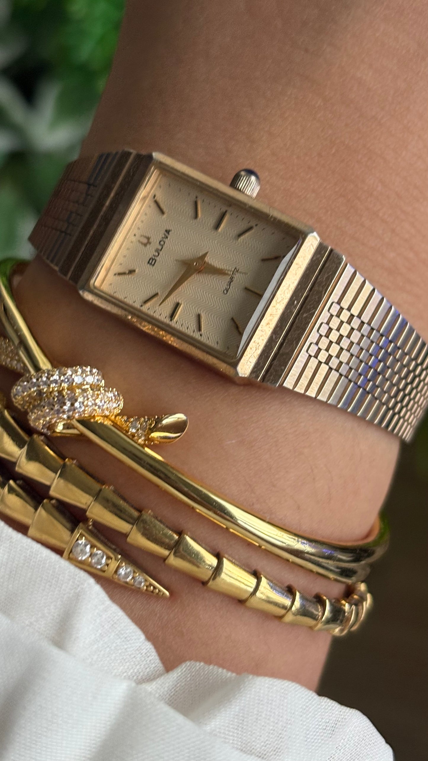 Vintage Bulova Women’s Tank Watch in Gold Tone
