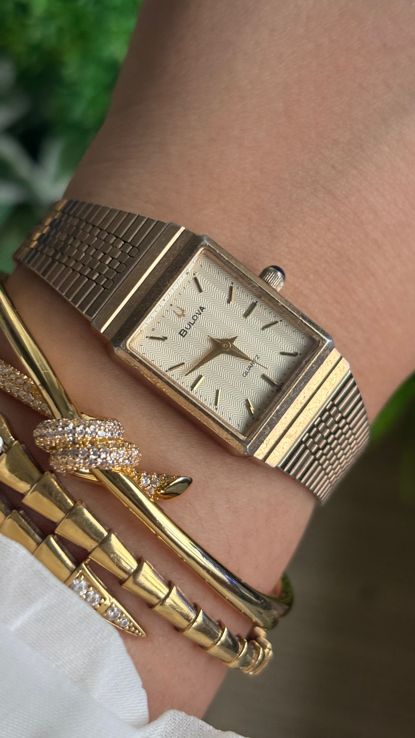 Vintage Bulova Women’s Tank Watch in Gold Tone
