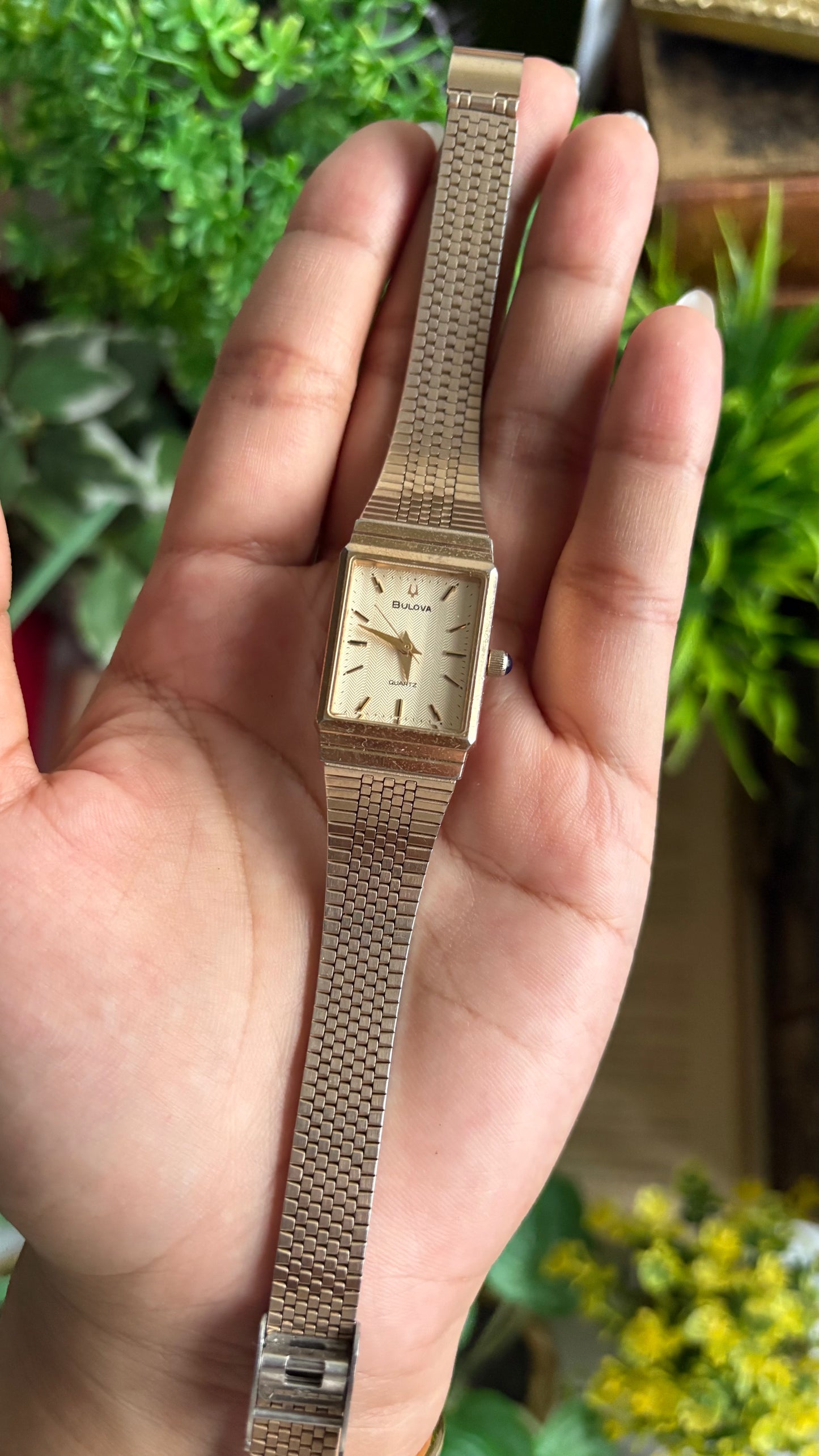 Vintage Bulova Women’s Tank Watch in Gold Tone