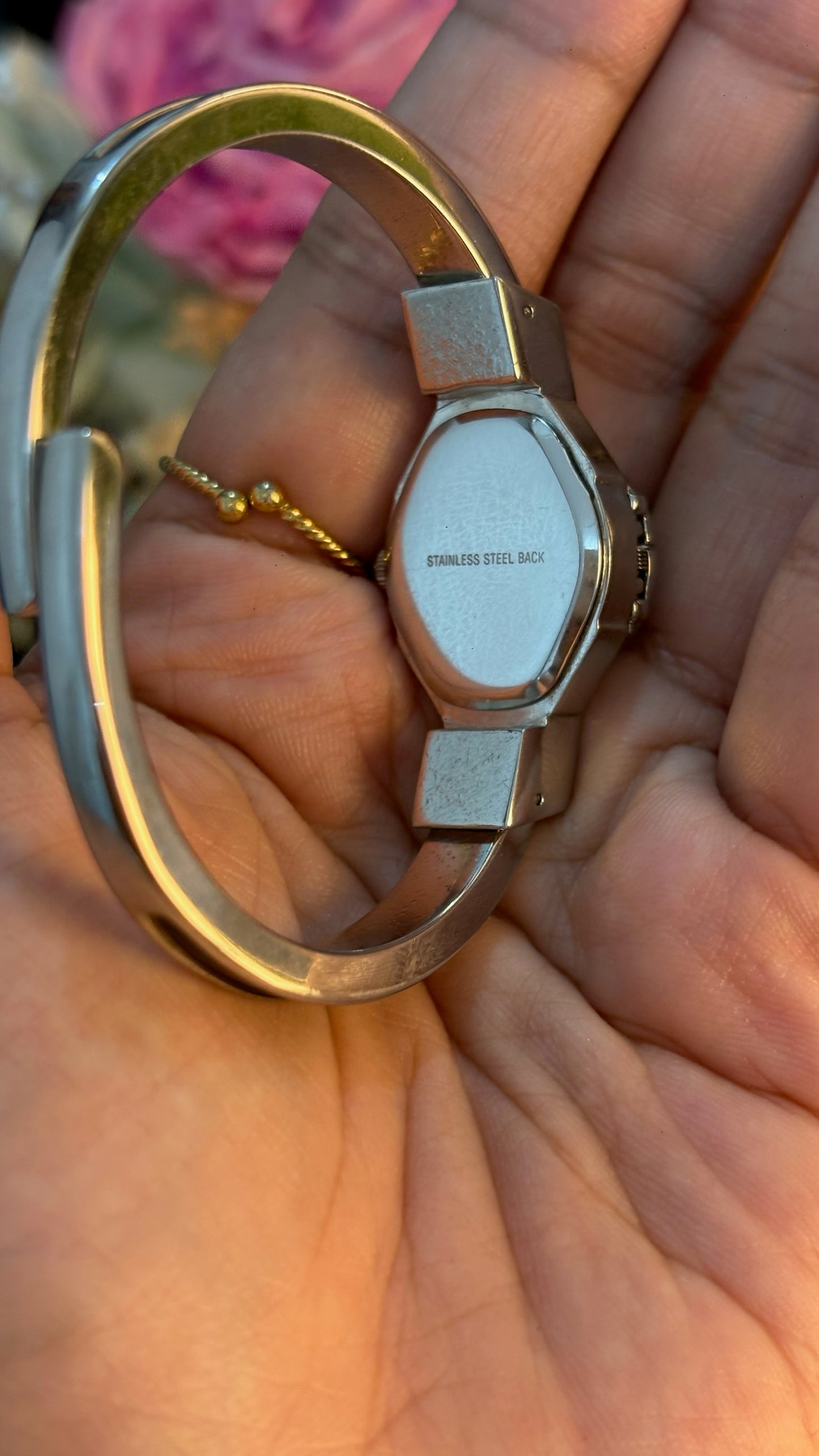 Extremely Rare Dainty Vintage Prip Prep Black Victorian Peekaboo Watch in Silver Tone Quartz