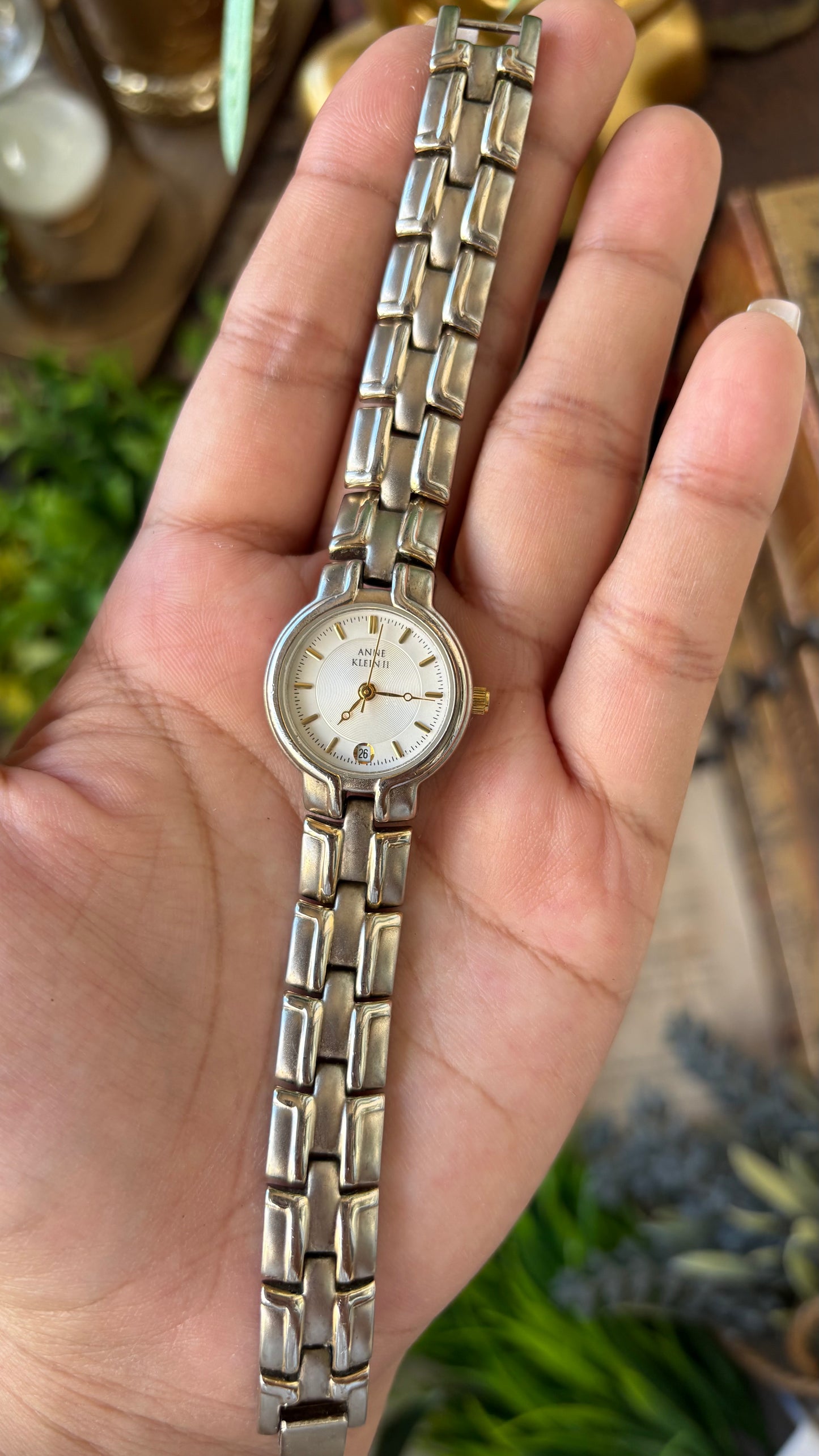 Vintage Anne Klein Classic Watch in Two-Tone Line Indices Quartz #00270