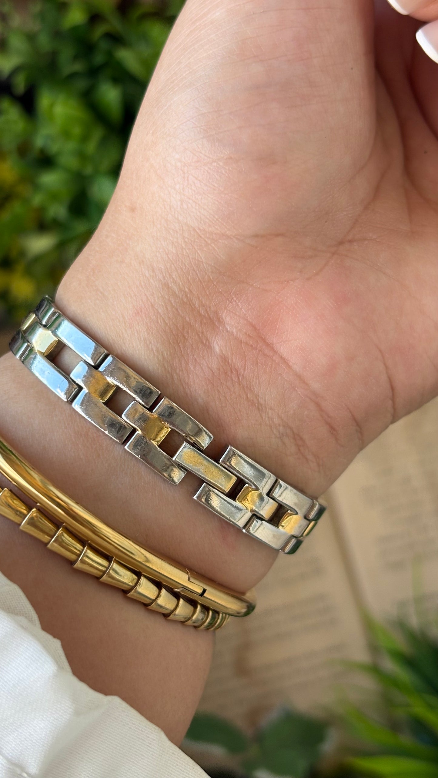 Vintage Anne Klein II Chain Bracelet Watch in Two-Tone Quartz #00235