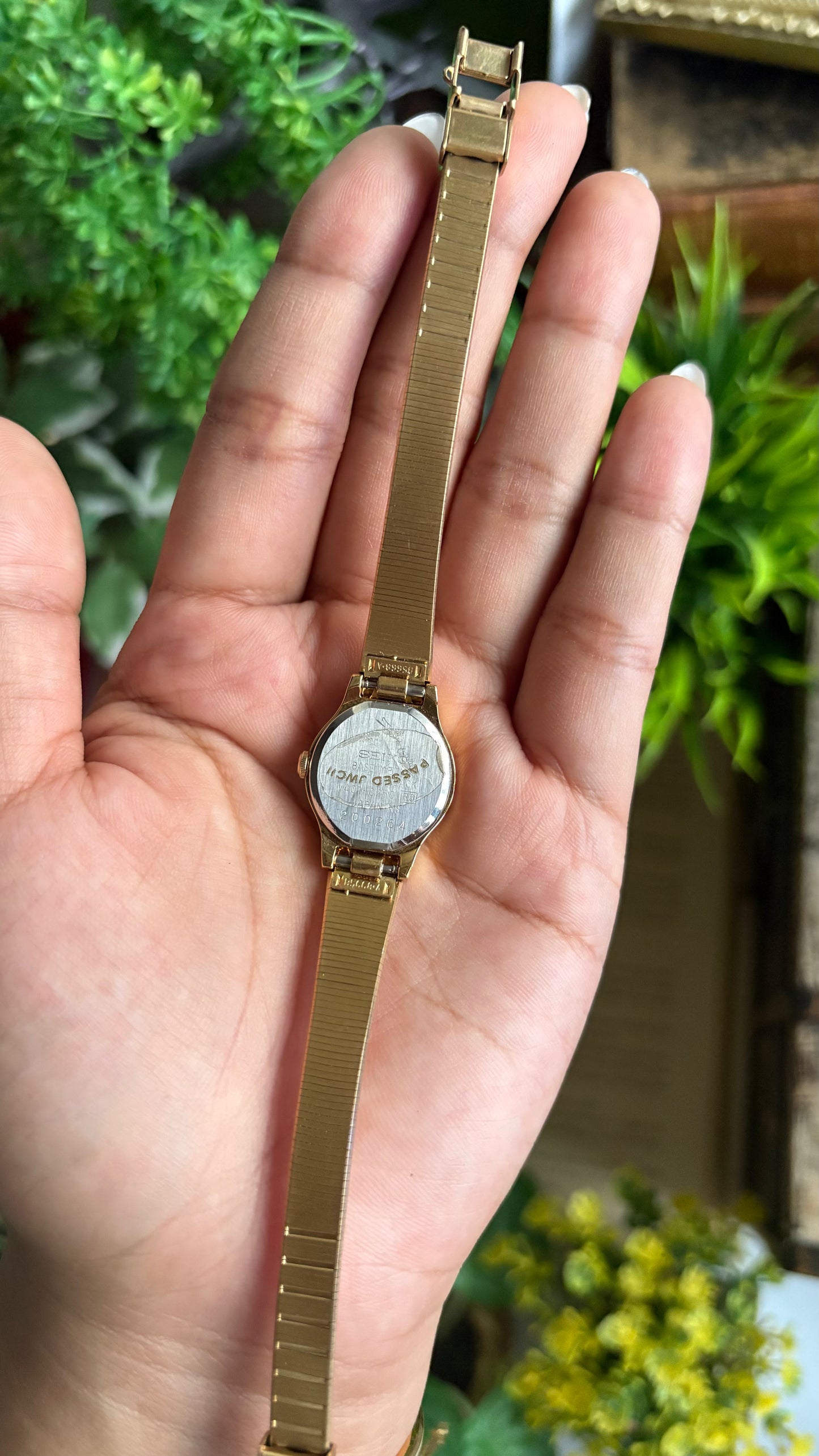 Vintage Seiko Watch in Gold Tone Black Dial