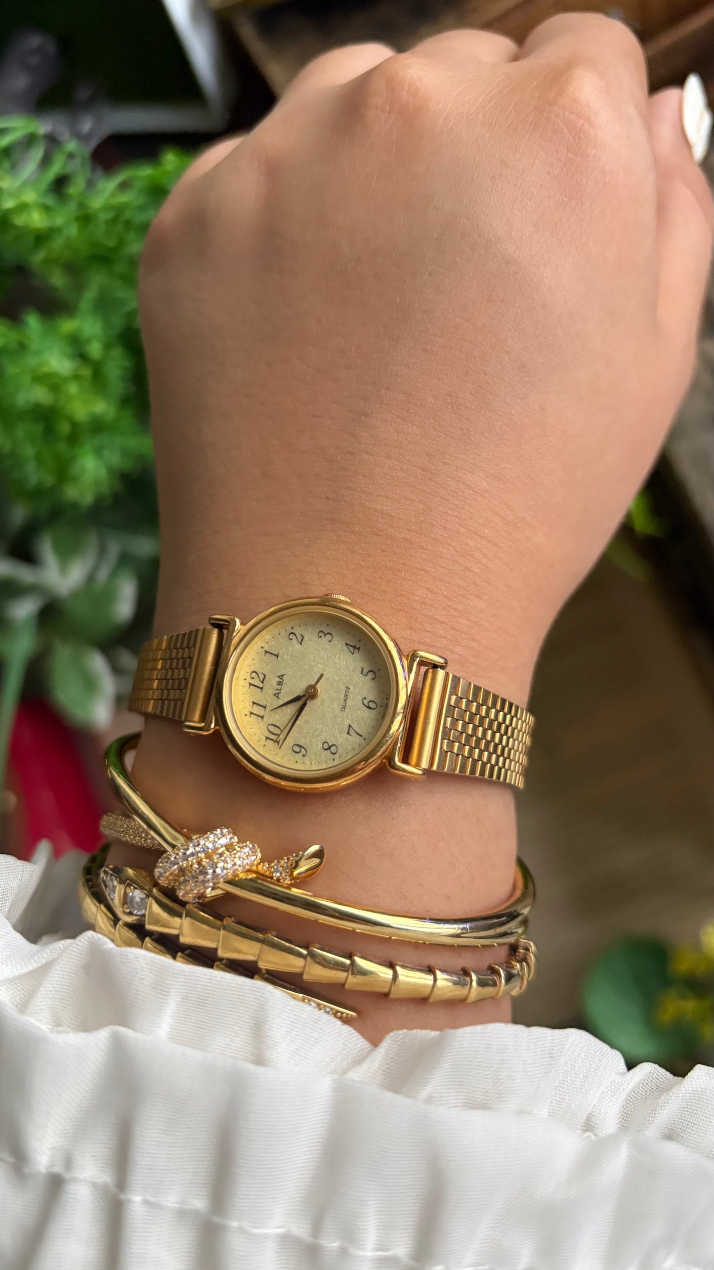 Vintage Alba Seiko Watch in Gold Tone Beautifully Textured Dial