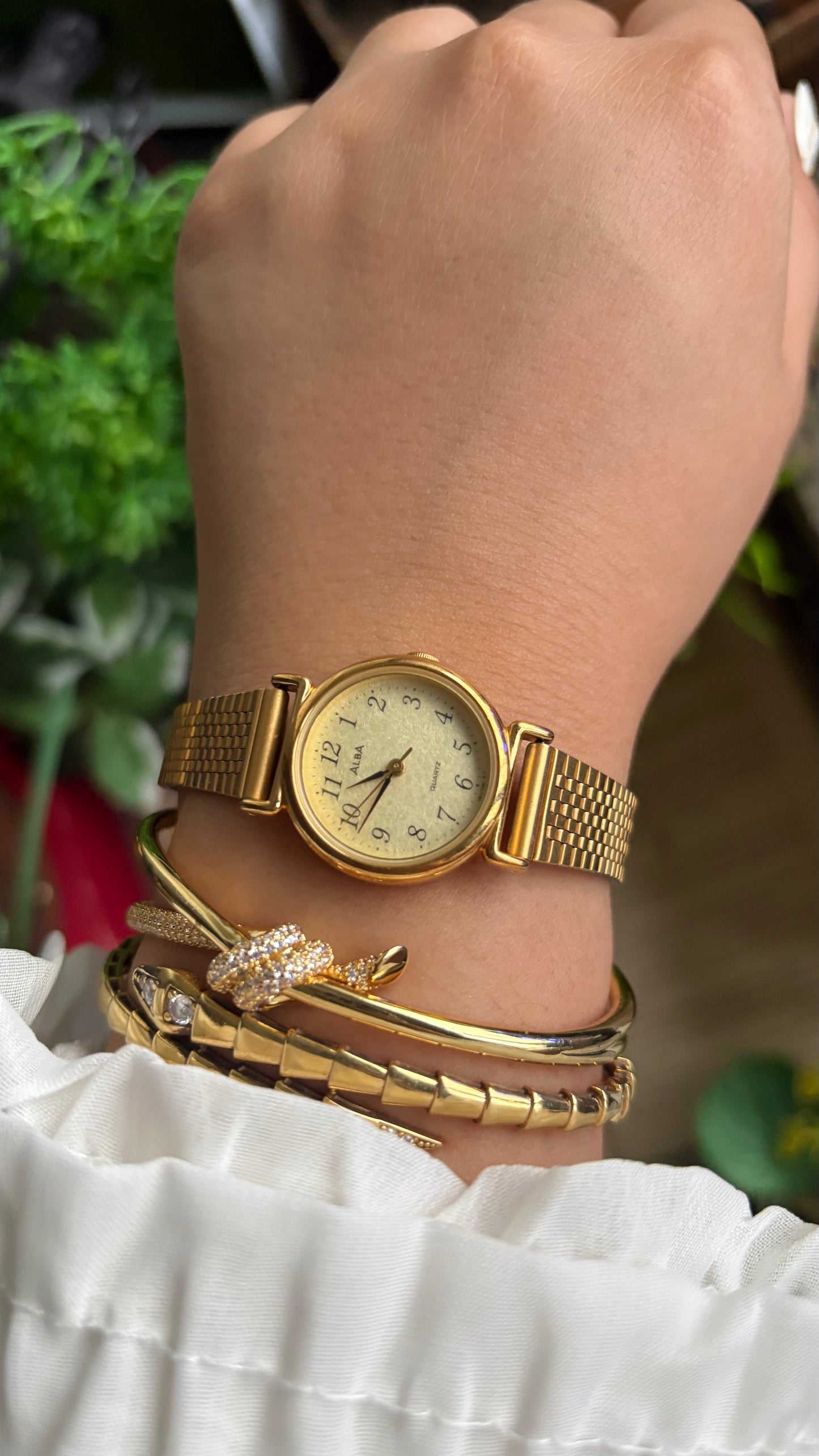 Vintage Alba Seiko Watch in Gold Tone Beautifully Textured Dial