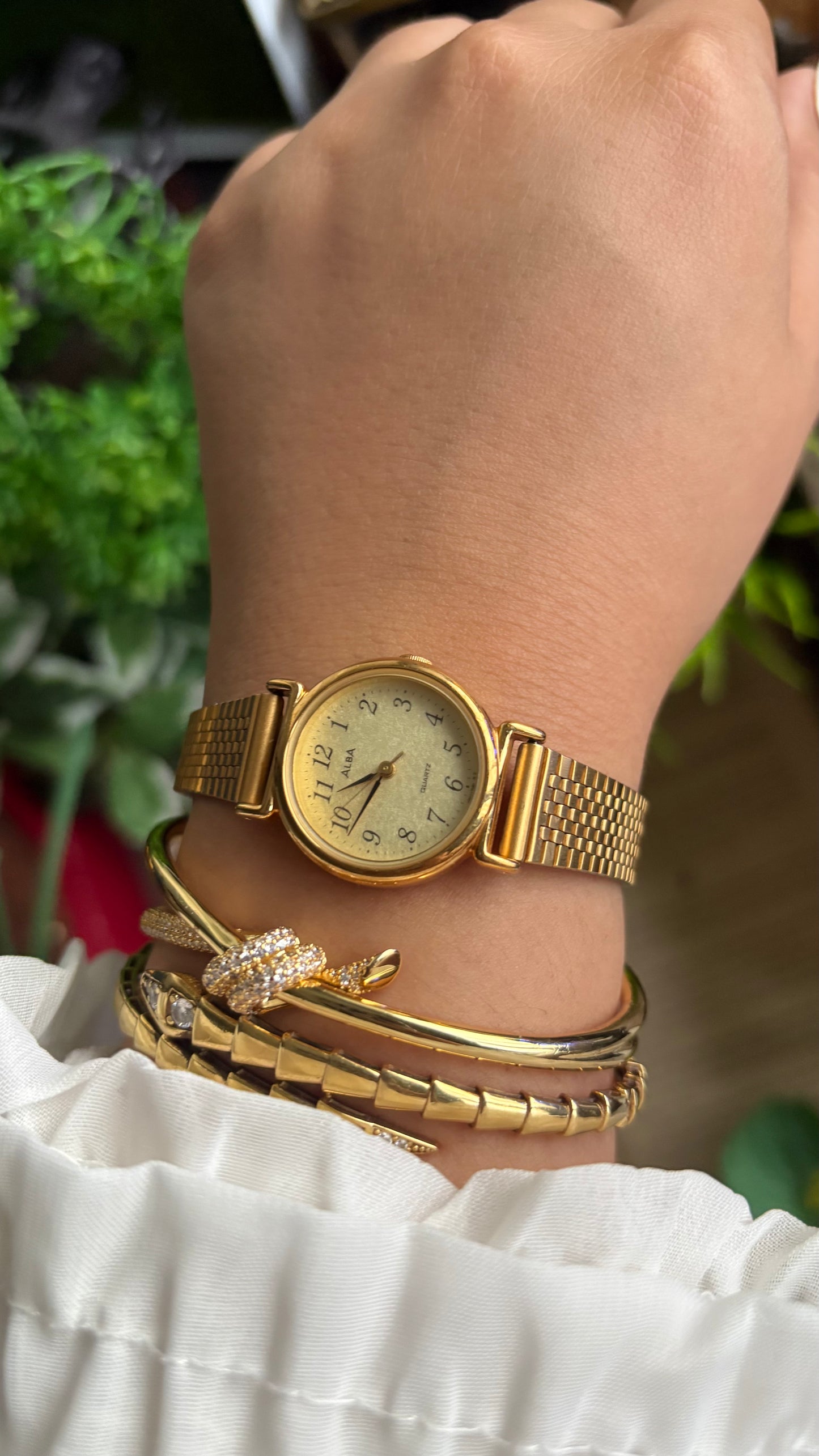Vintage Alba Seiko Watch in Gold Tone Beautifully Textured Dial