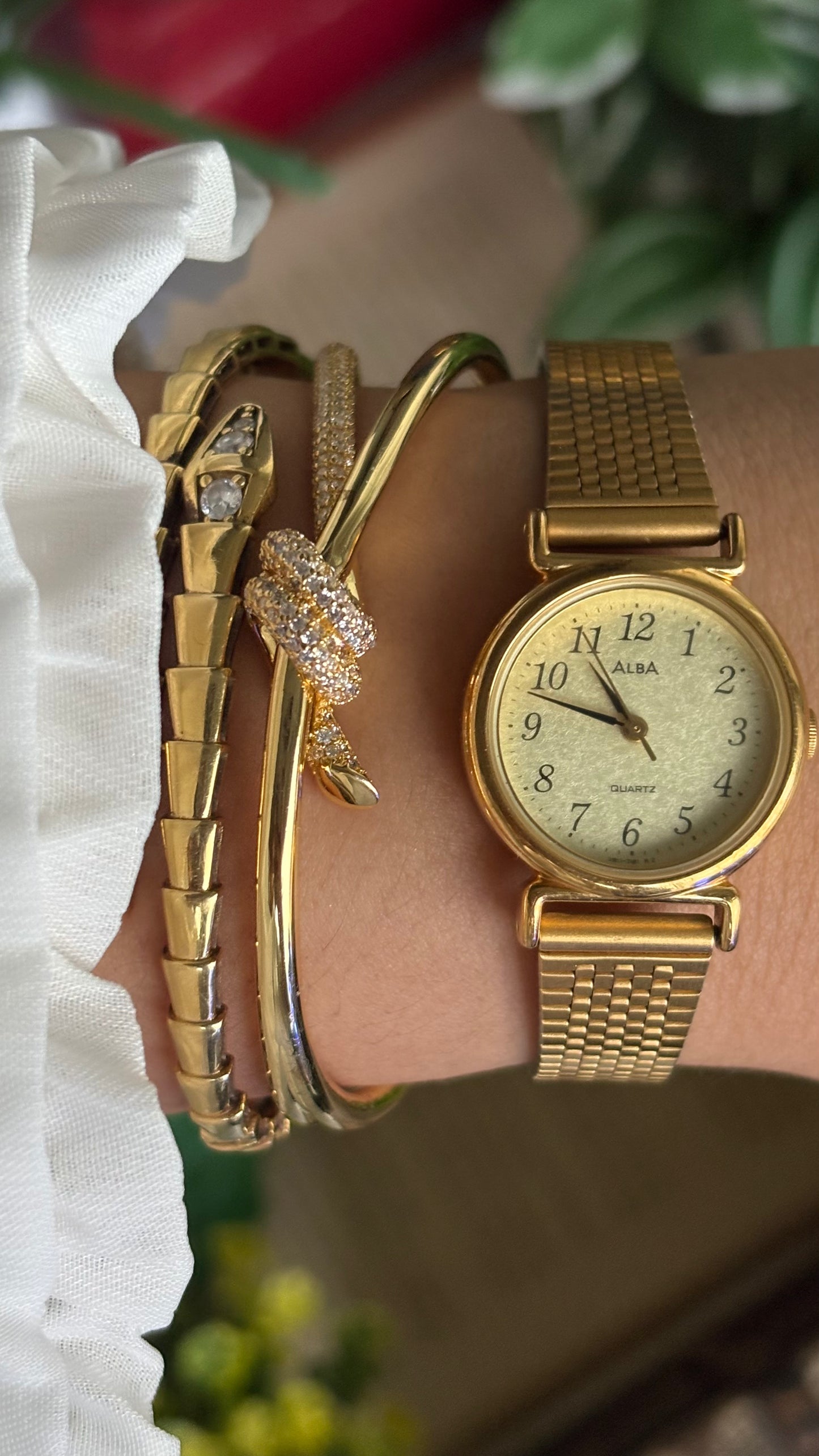 Vintage Alba Seiko Watch in Gold Tone Beautifully Textured Dial