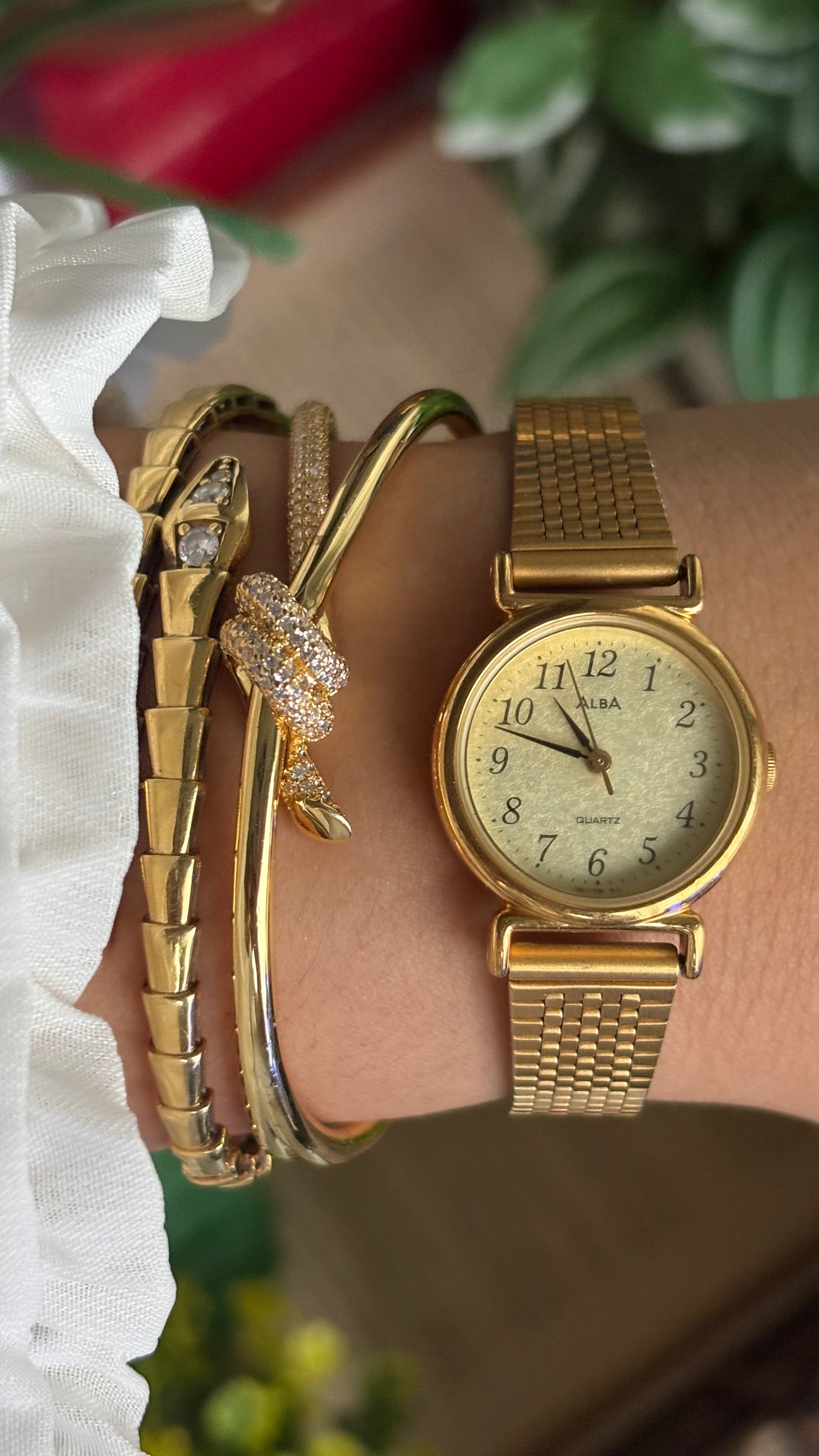 Vintage Alba Seiko Watch in Gold Tone Beautifully Textured Dial
