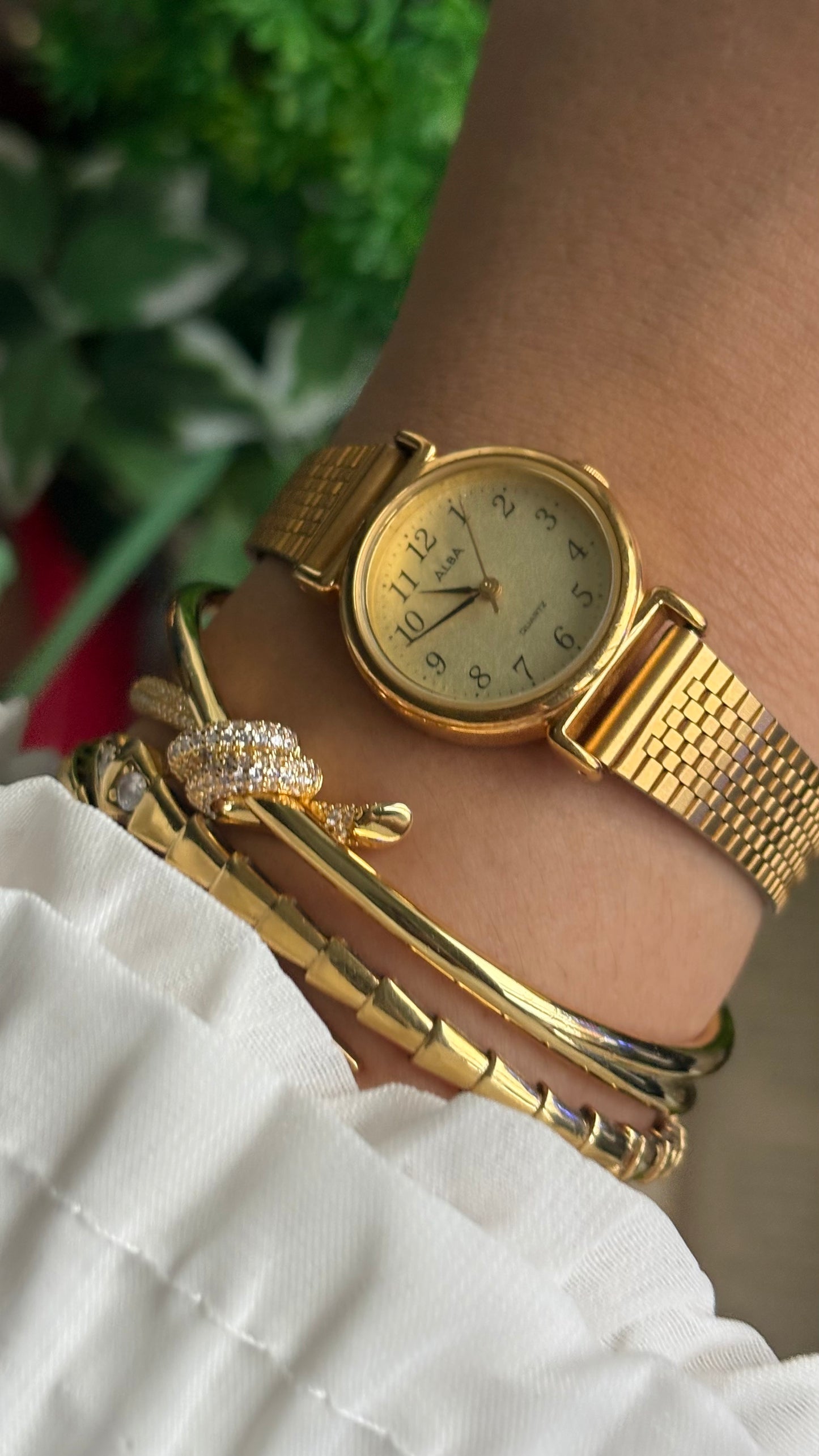 Vintage Alba Seiko Watch in Gold Tone Beautifully Textured Dial
