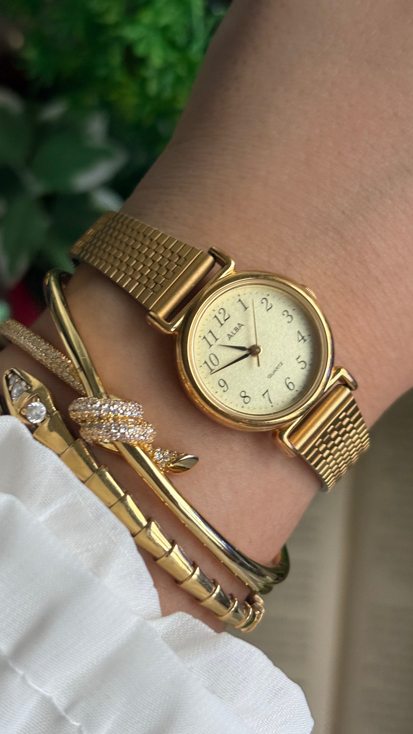 Vintage Alba Seiko Watch in Gold Tone Beautifully Textured Dial