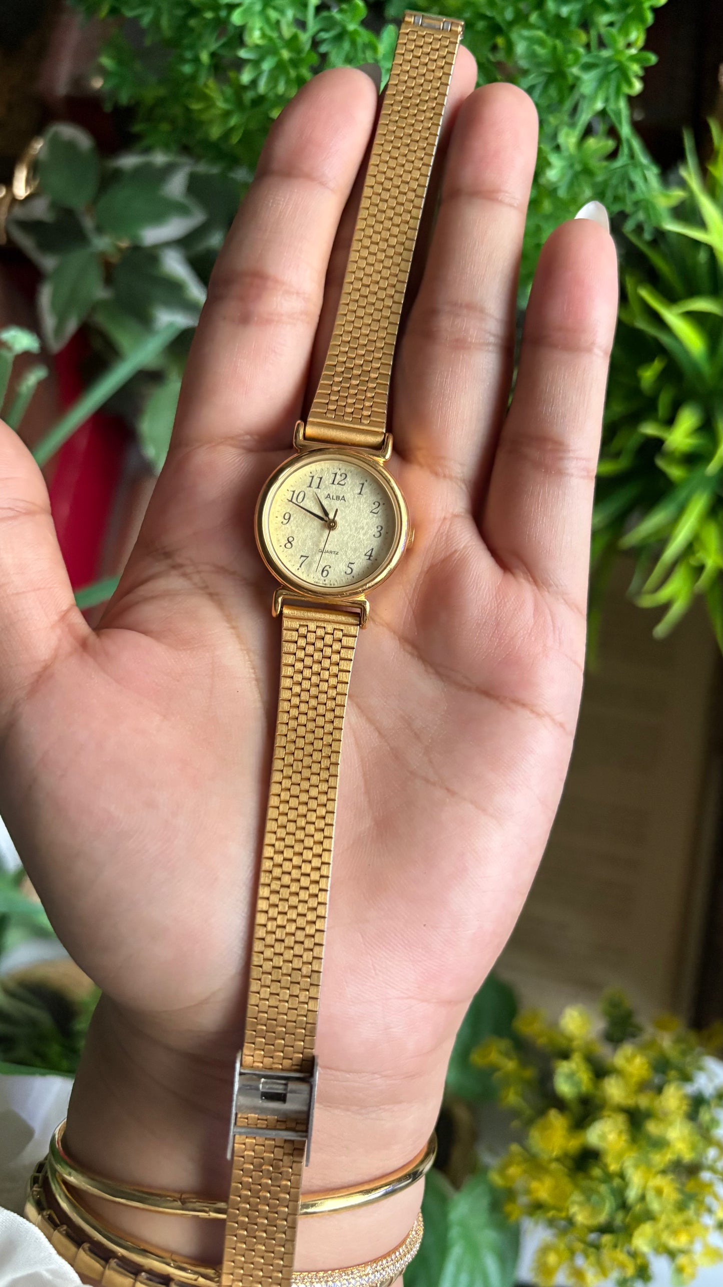 Vintage Alba Seiko Watch in Gold Tone Beautifully Textured Dial
