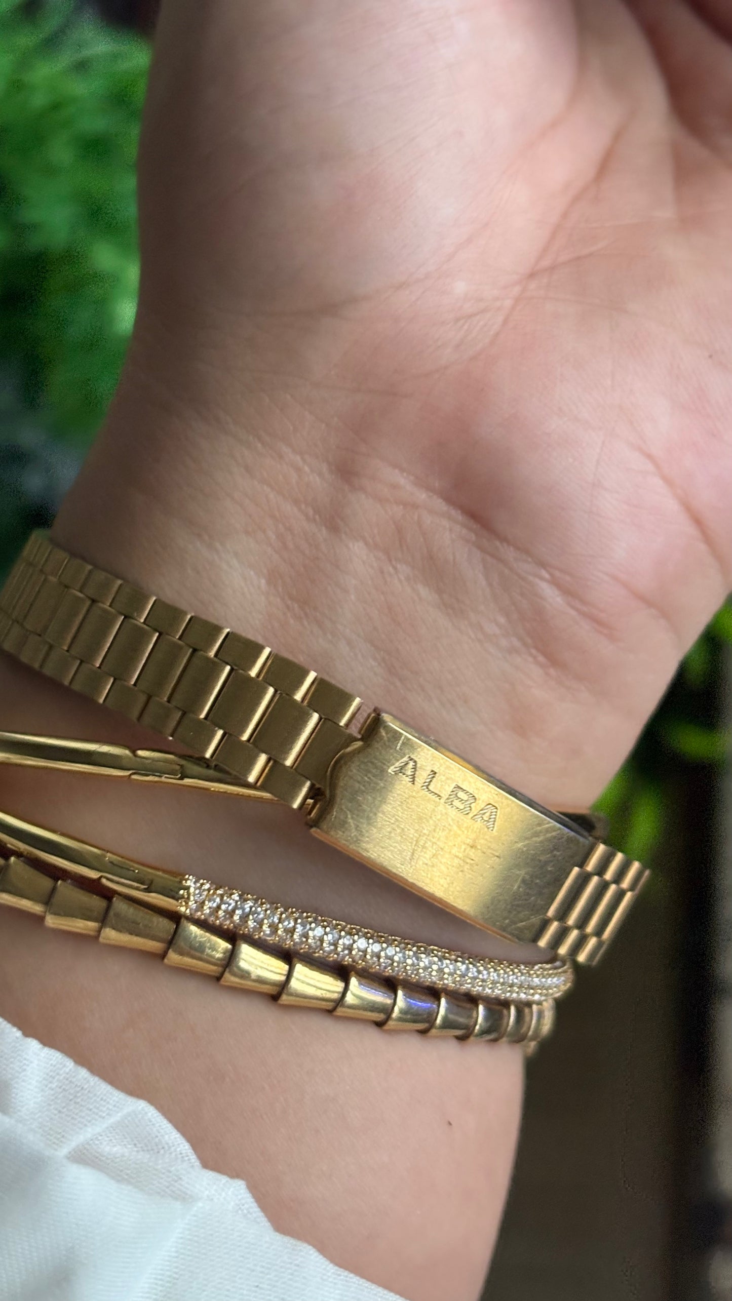 Vintage Alba Seiko Tank Watch in Gold Tone with Day-Date Window