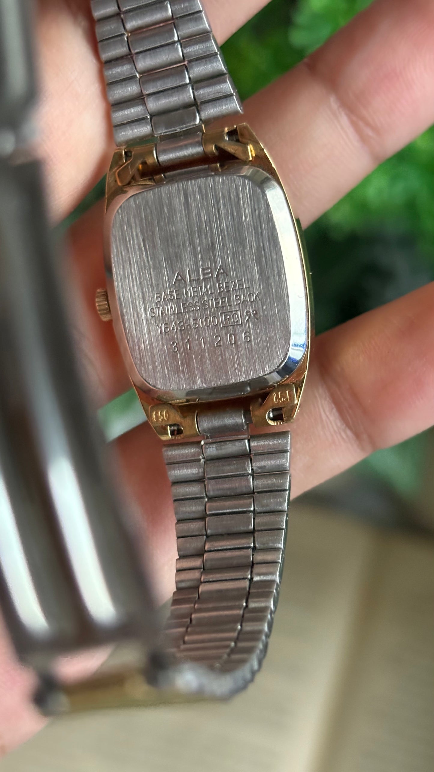 Vintage Alba Seiko Tank Watch in Gold Tone with Day-Date Window