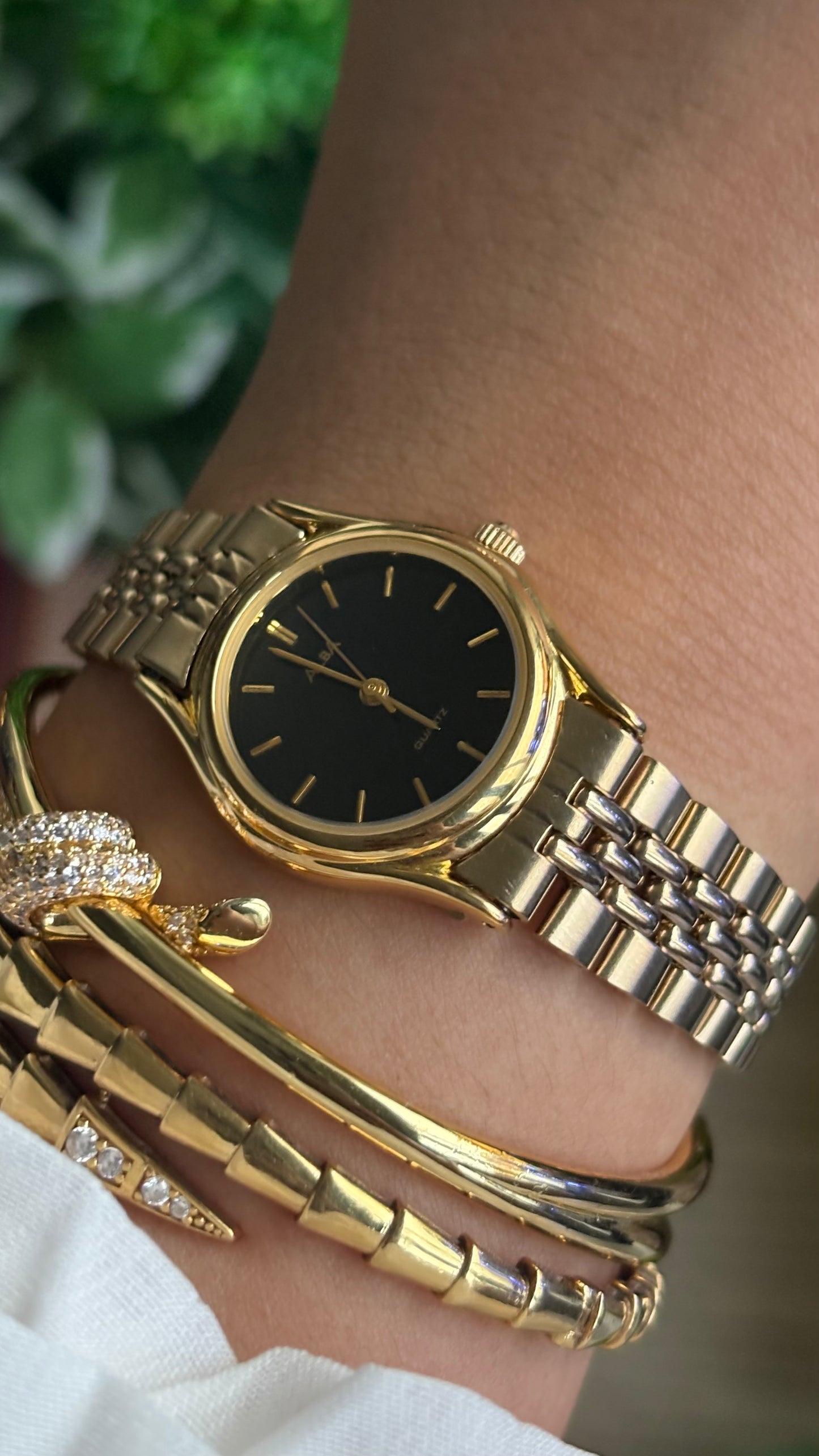 Vintage Alba Seiko Watch in Gold Tone Black Dial