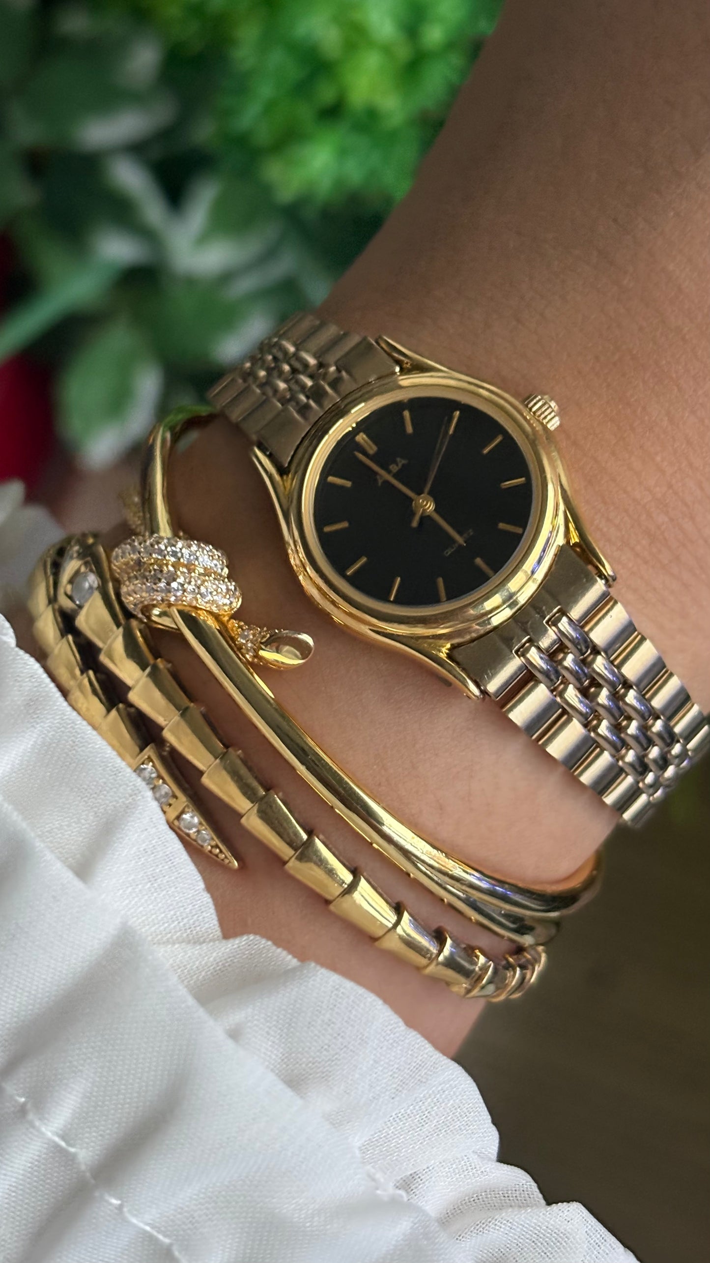 Vintage Alba Seiko Watch in Gold Tone Black Dial