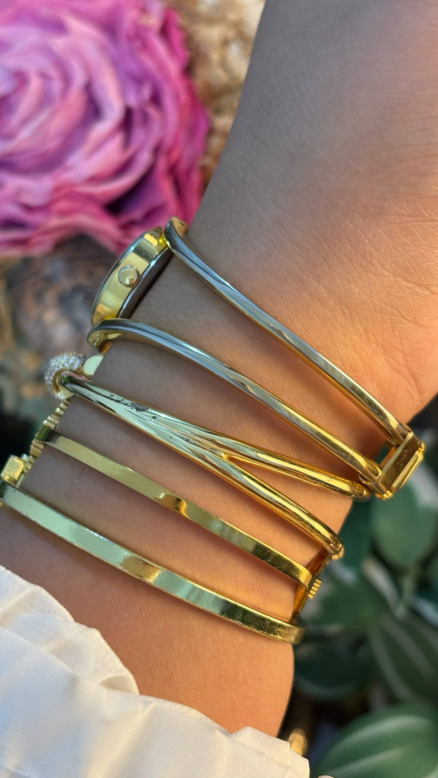 Rare Vintage Belami Cuff Bangle Watch in Gold Tone Quartz