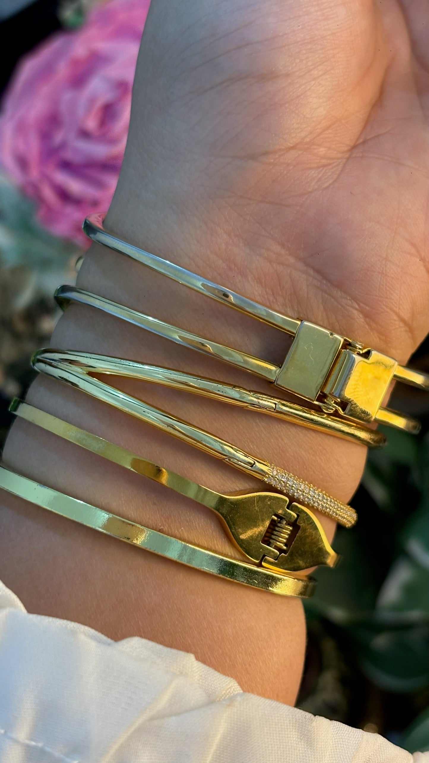 Rare Vintage Belami Cuff Bangle Watch in Gold Tone Quartz