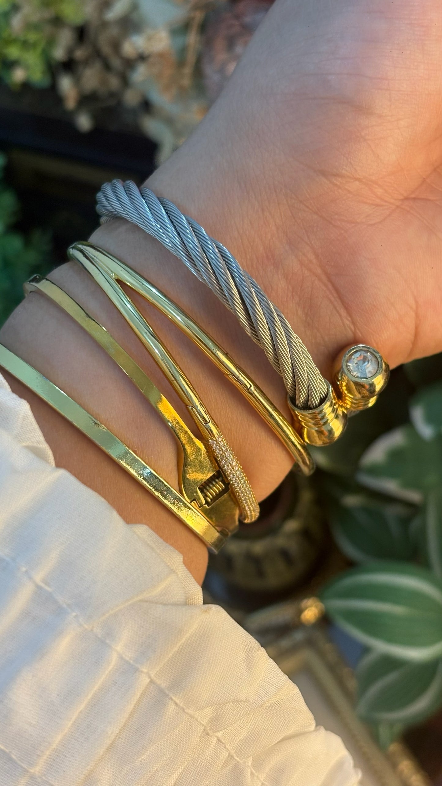 Rare Vintage SK-II Twisted Cable Bangle Watch in Two-Tone Quartz
