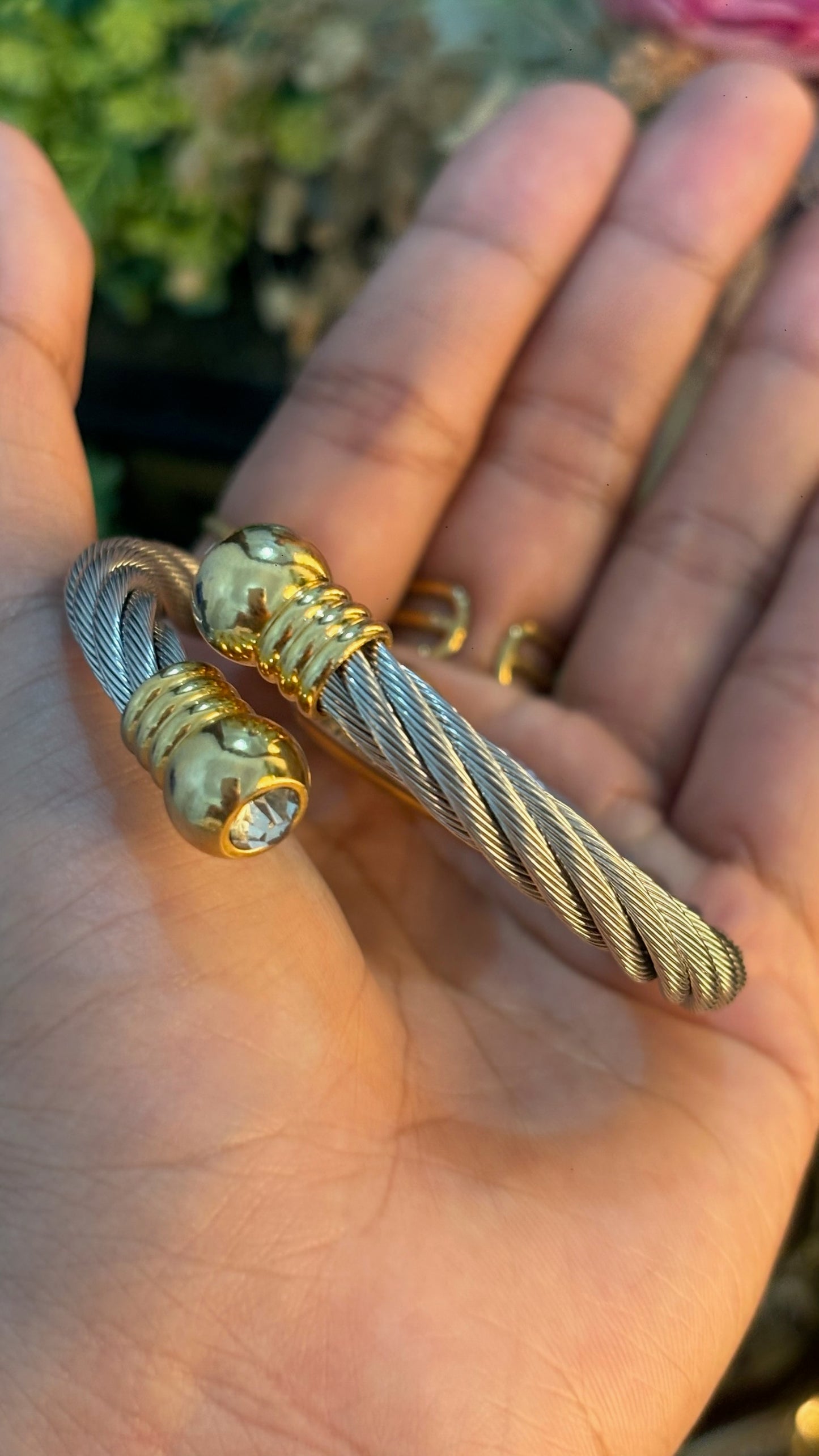 Rare Vintage SK-II Twisted Cable Bangle Watch in Two-Tone Quartz