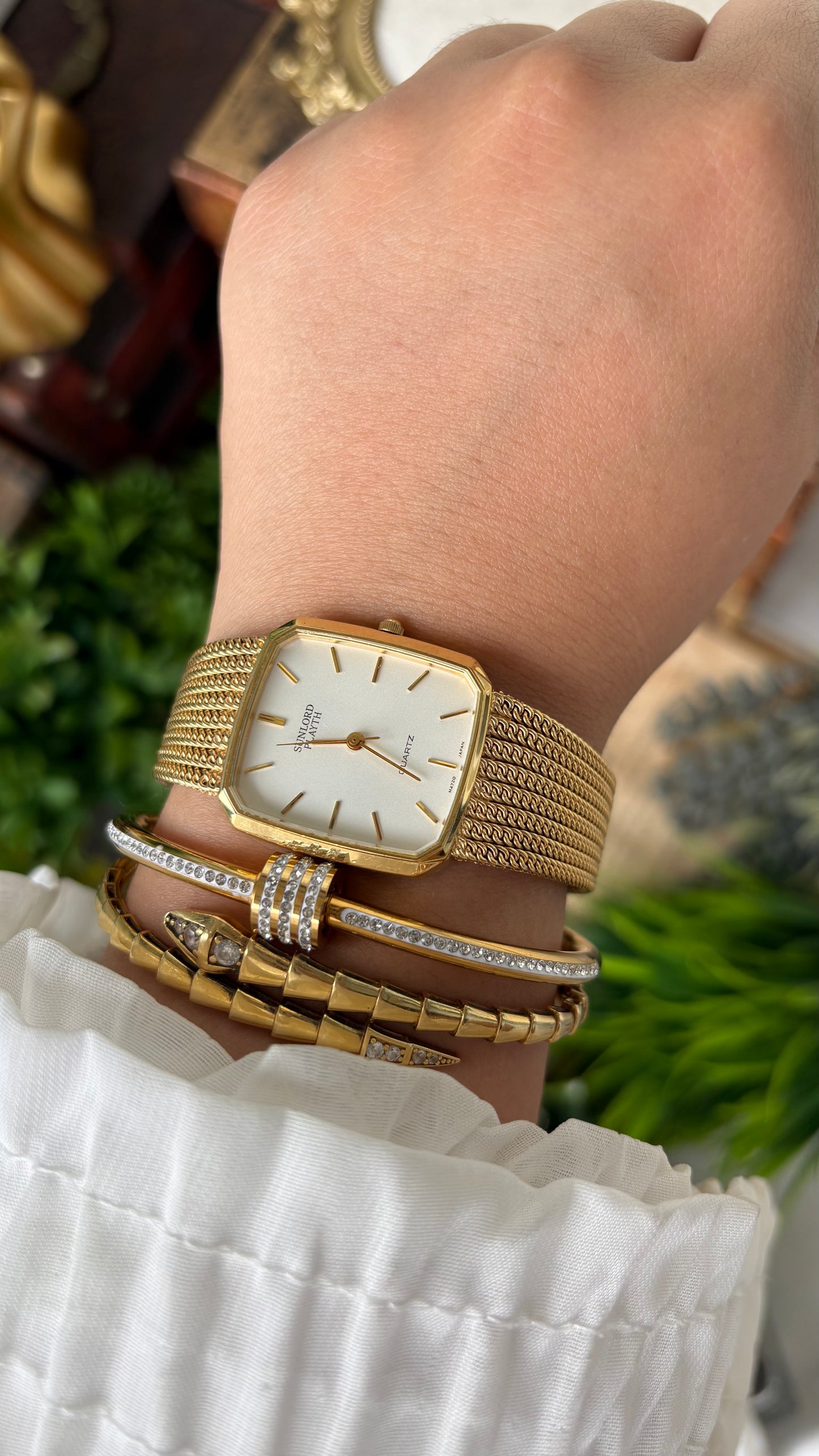 Vintage Sunlord Playth Tank Dress Watch in Gold Tone Quartz #00624