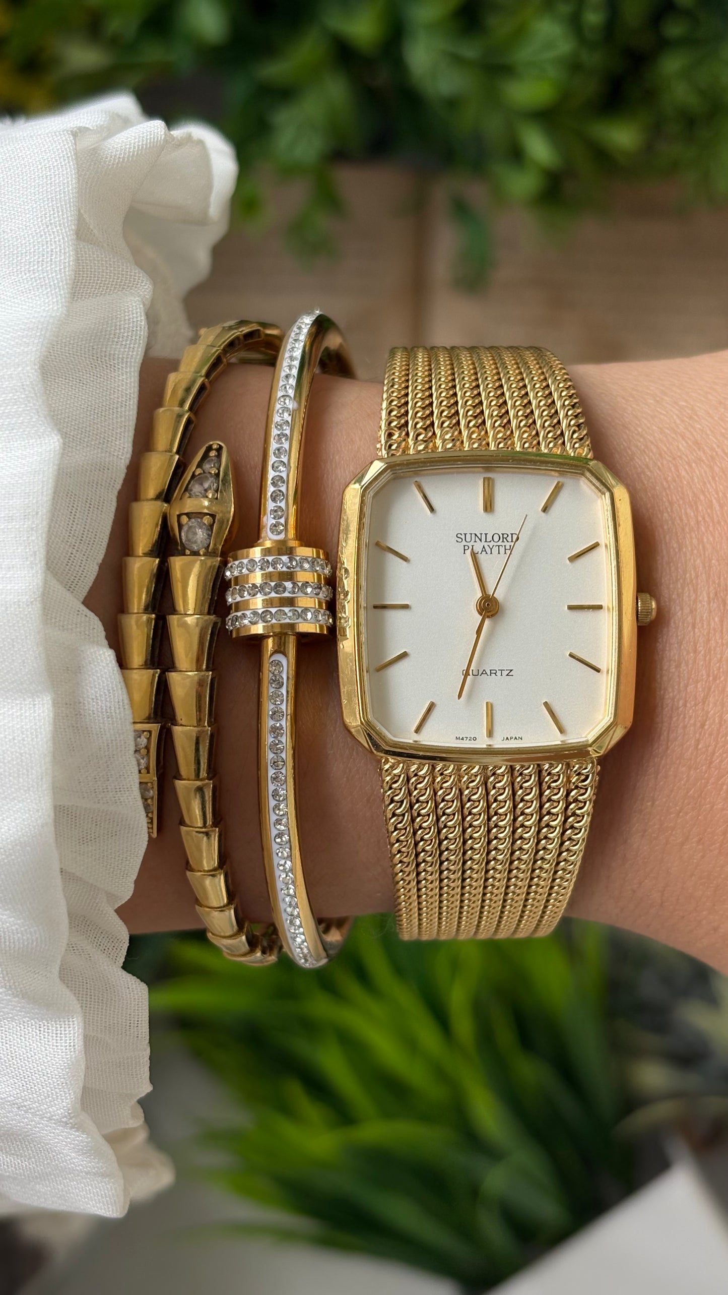 Vintage Sunlord Playth Tank Dress Watch in Gold Tone Quartz #00624