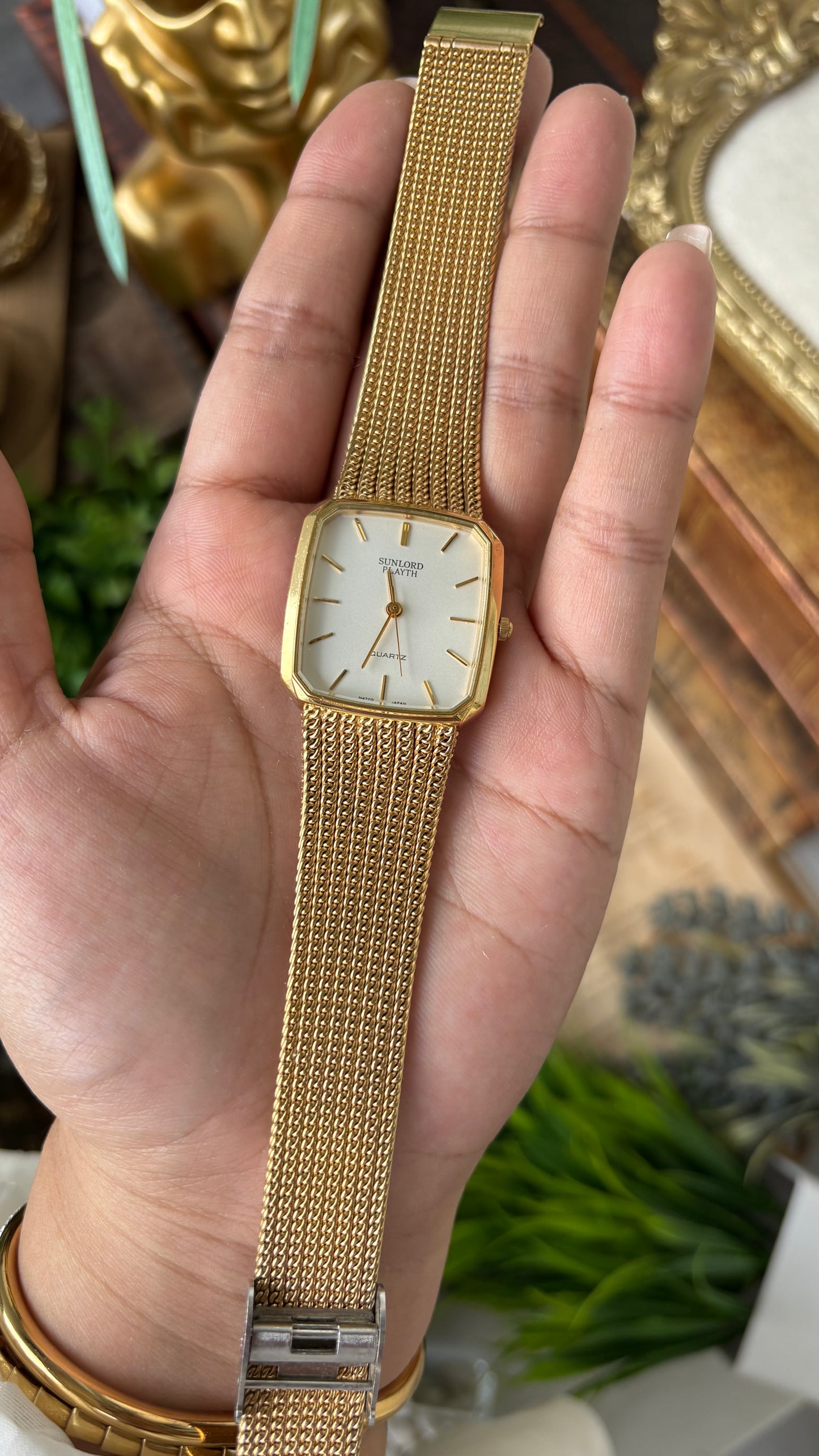 Vintage Sunlord Playth Tank Dress Watch in Gold Tone Quartz #00624