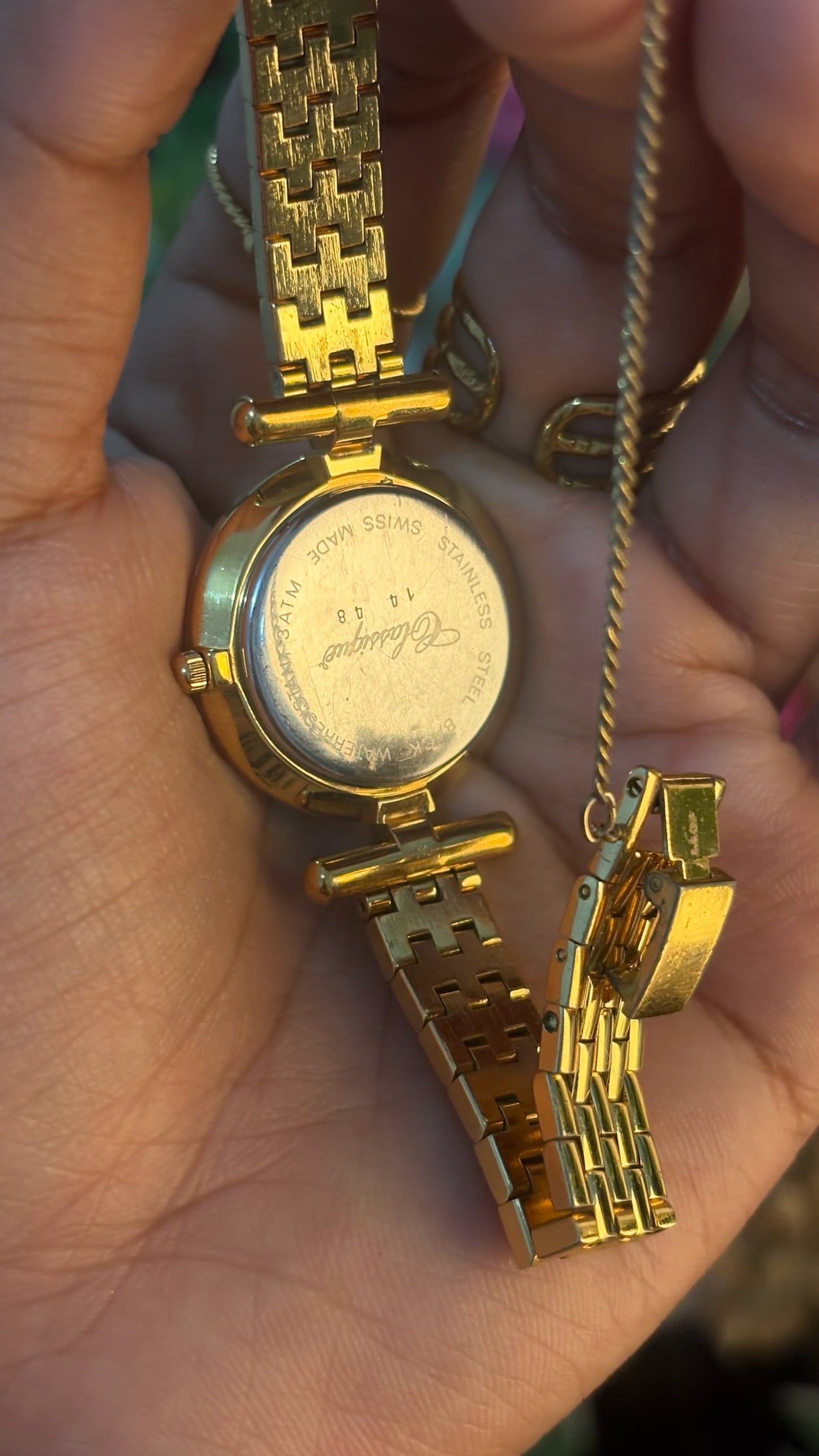 Rare Vintage Classique Australian Opal Dress Watch in Gold Tone Quartz