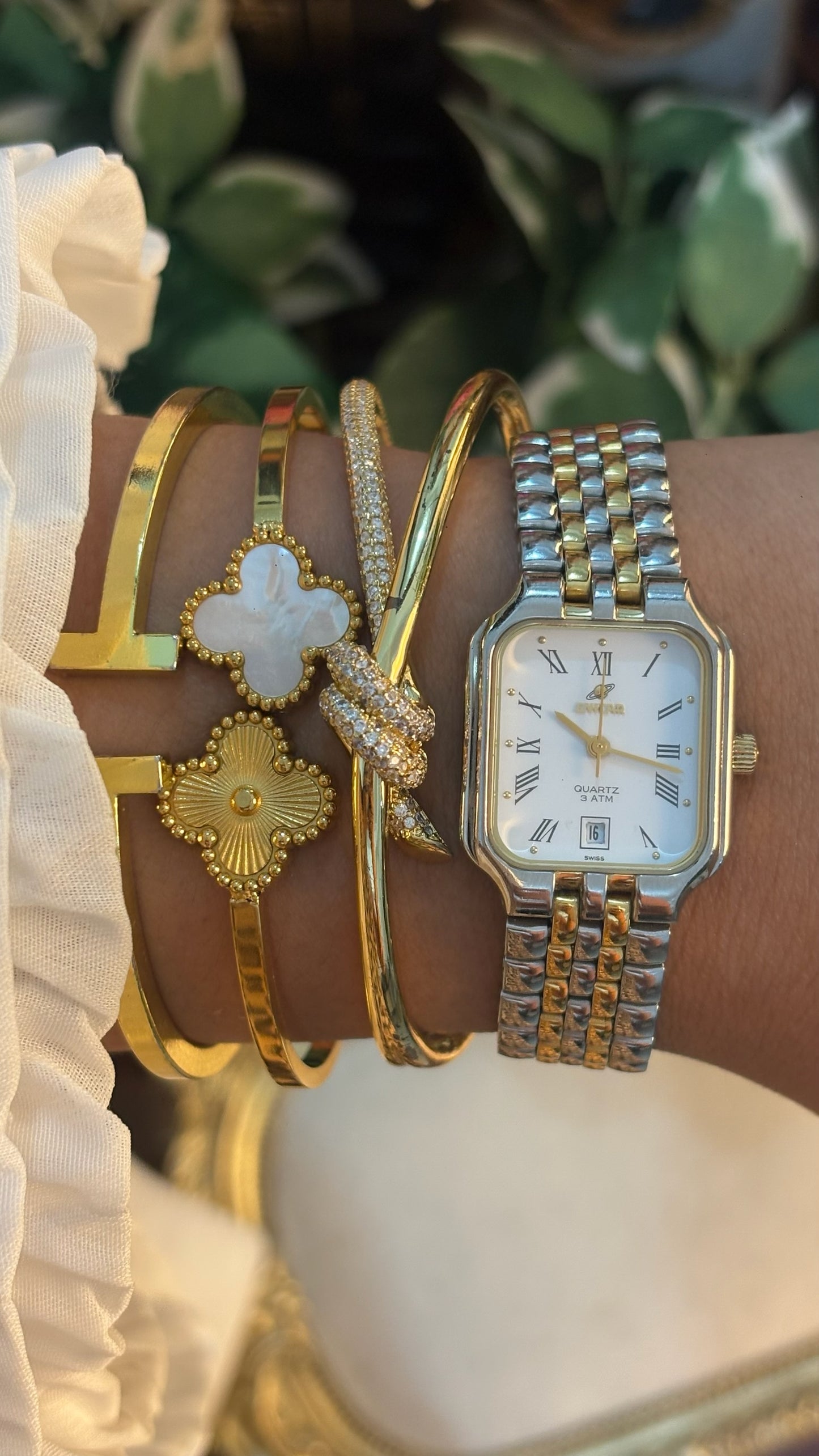 Rare Vintage Enicar Date Window Tank Watch in Two-Tone Quartz