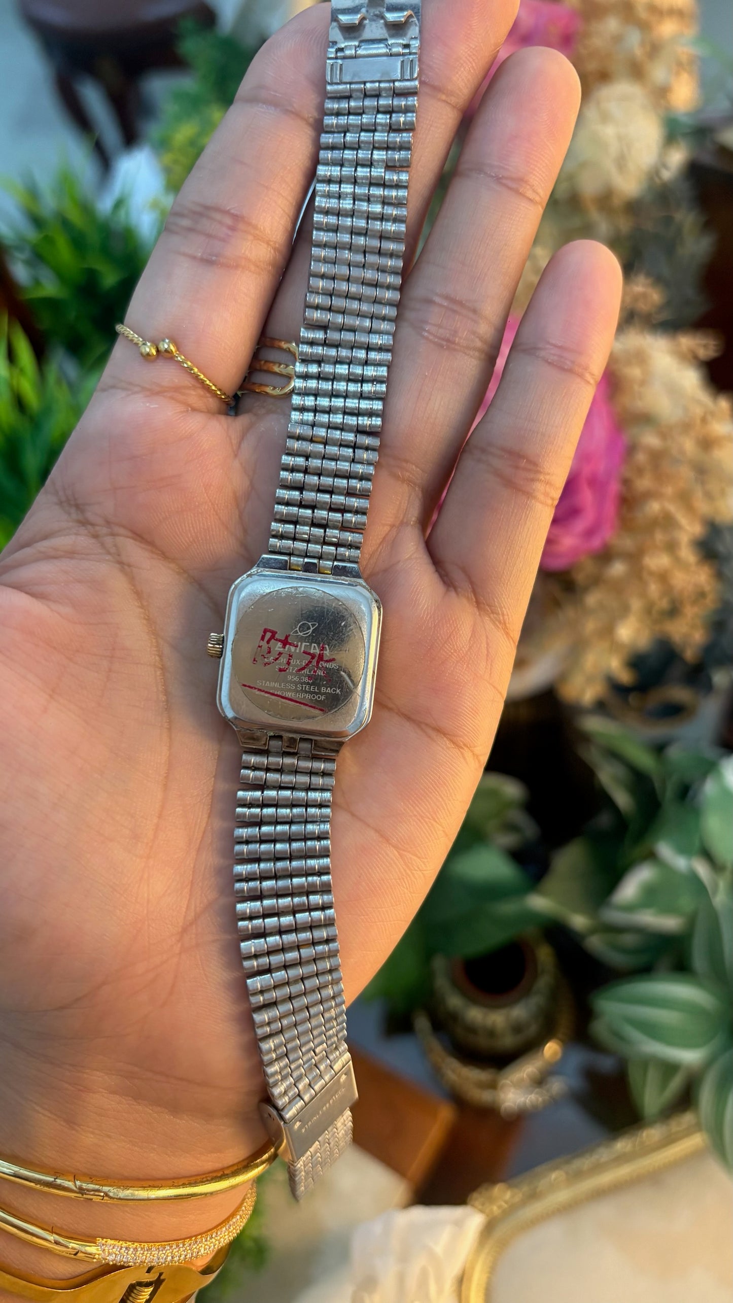 Rare Vintage Enicar Date Window Tank Watch in Two-Tone Quartz