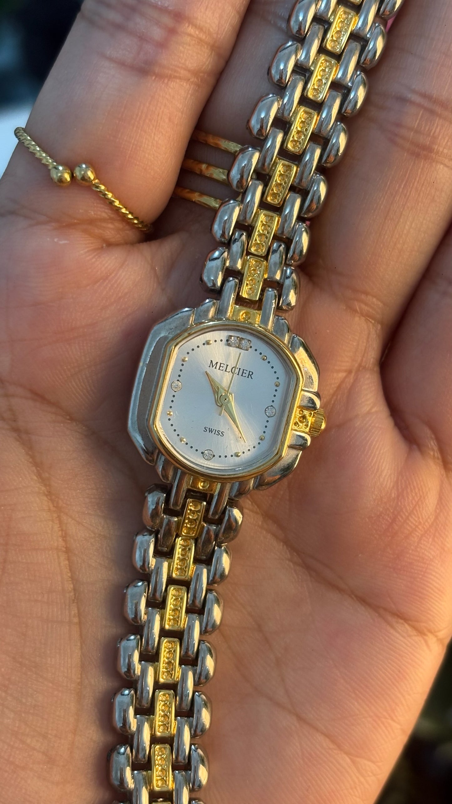 Rare Vintage Melcier Swiss Oval Dial Dress Watch in Two-Tone Quartz